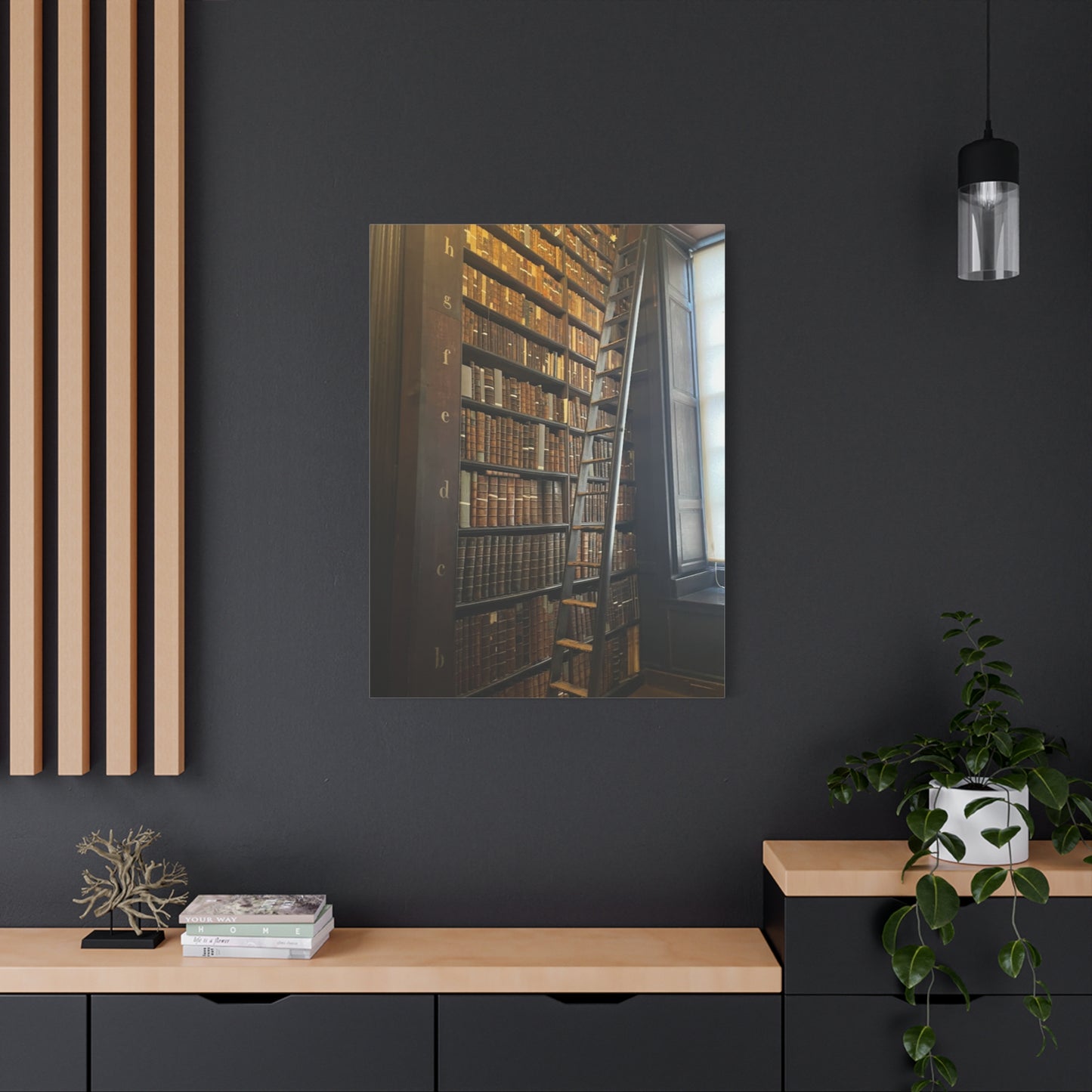 Library Wall Art | Vintage Bookcase Canvas Print - Trinity College Long Room