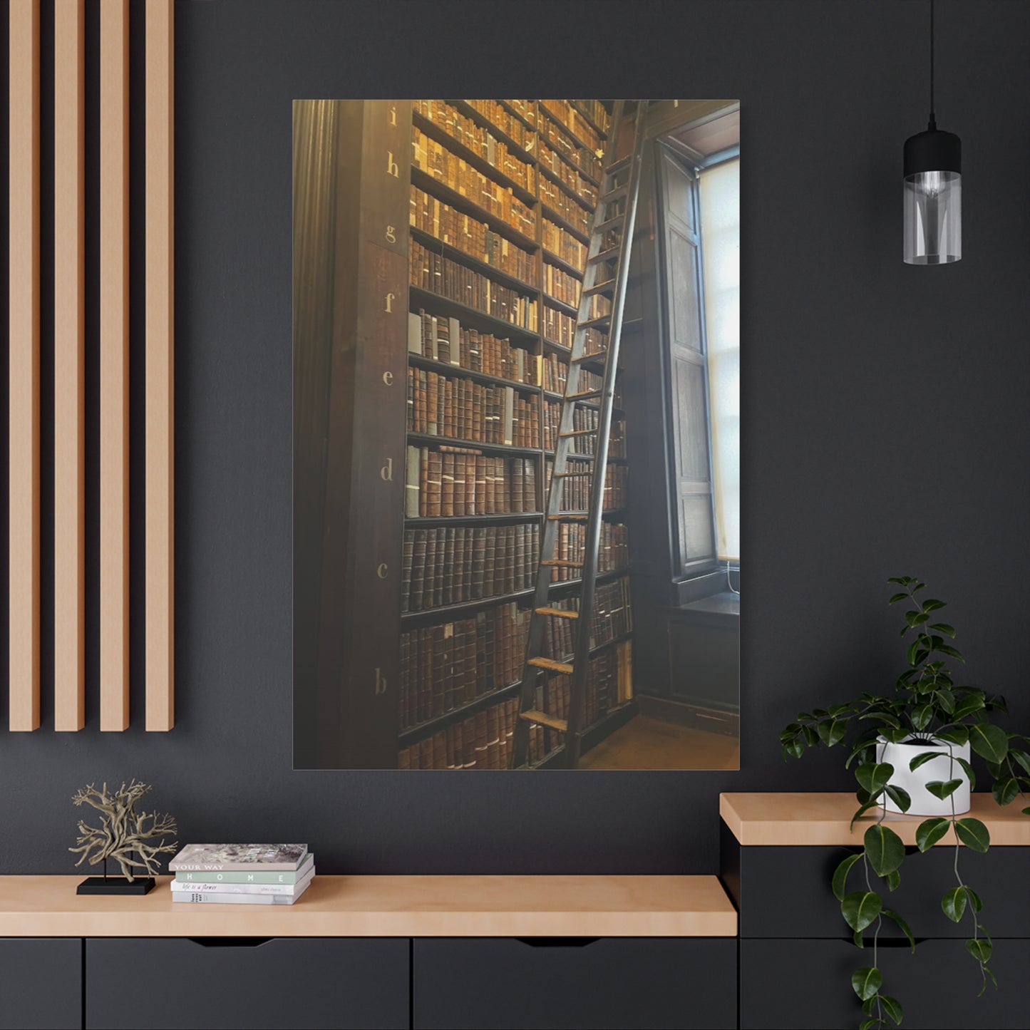 Library Wall Art | Vintage Bookcase Canvas Print - Trinity College Long Room