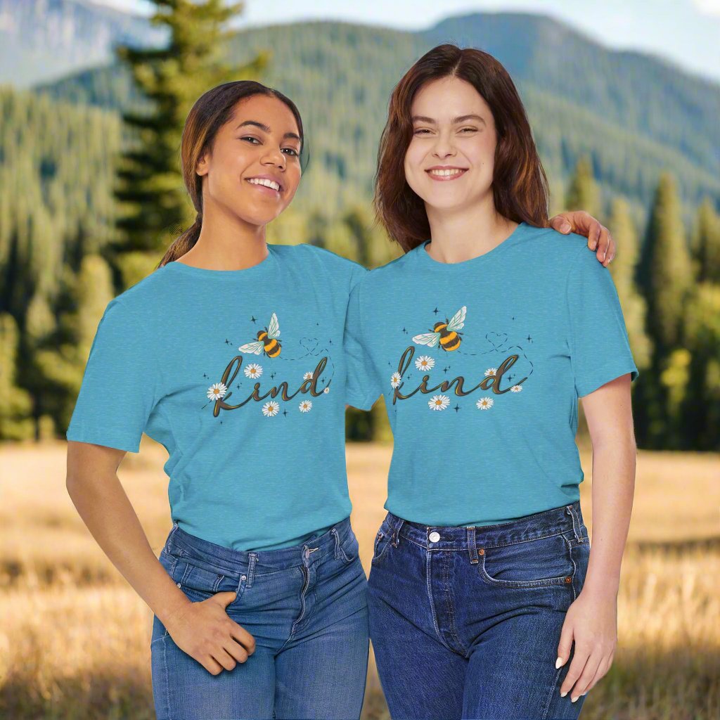 Bee Kind Unisex Jersey Short Sleeve Tee - Inspirational Floral Design