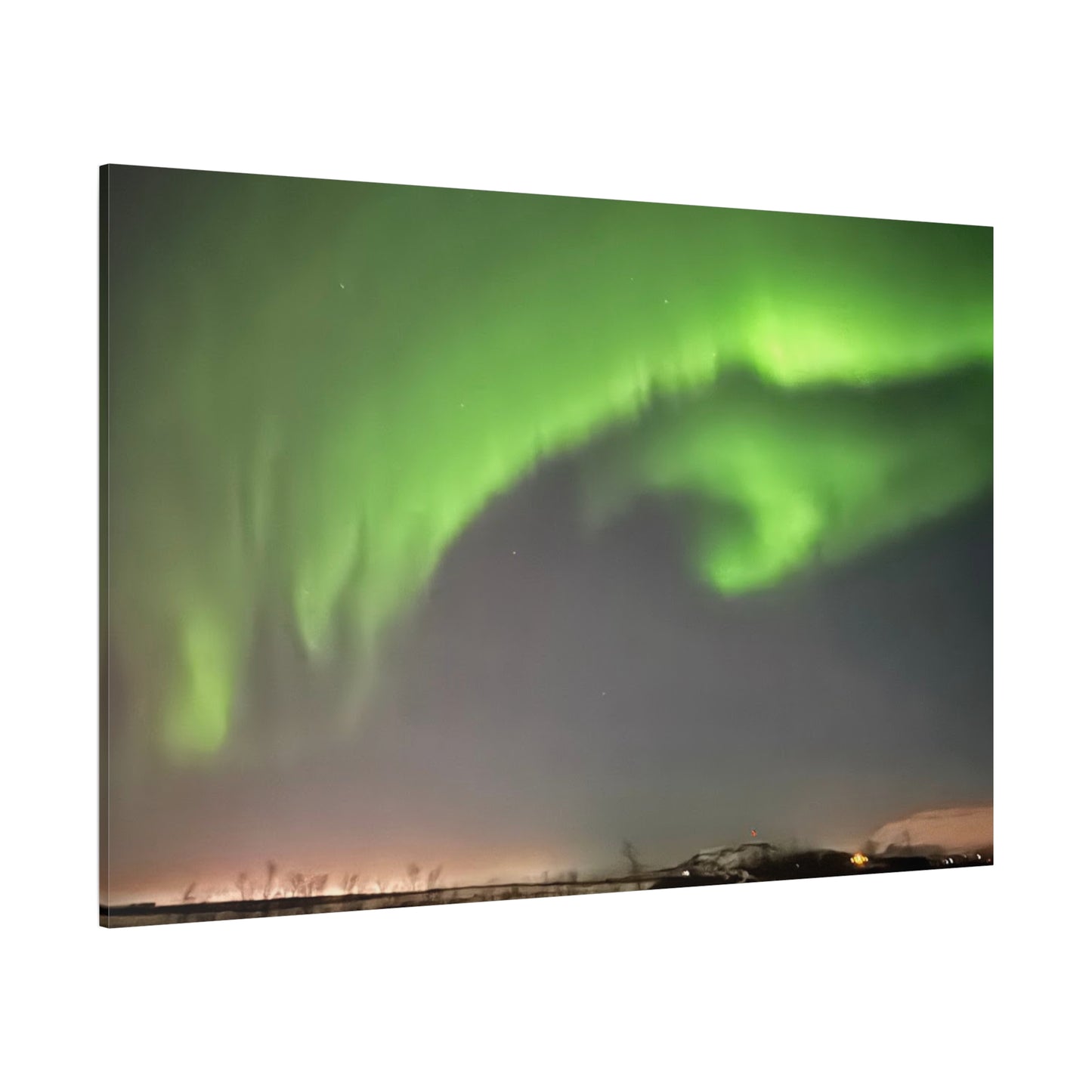 Aurora Borealis Canvas Art - Stunning Green Northern Lights Wall Decor Iceland