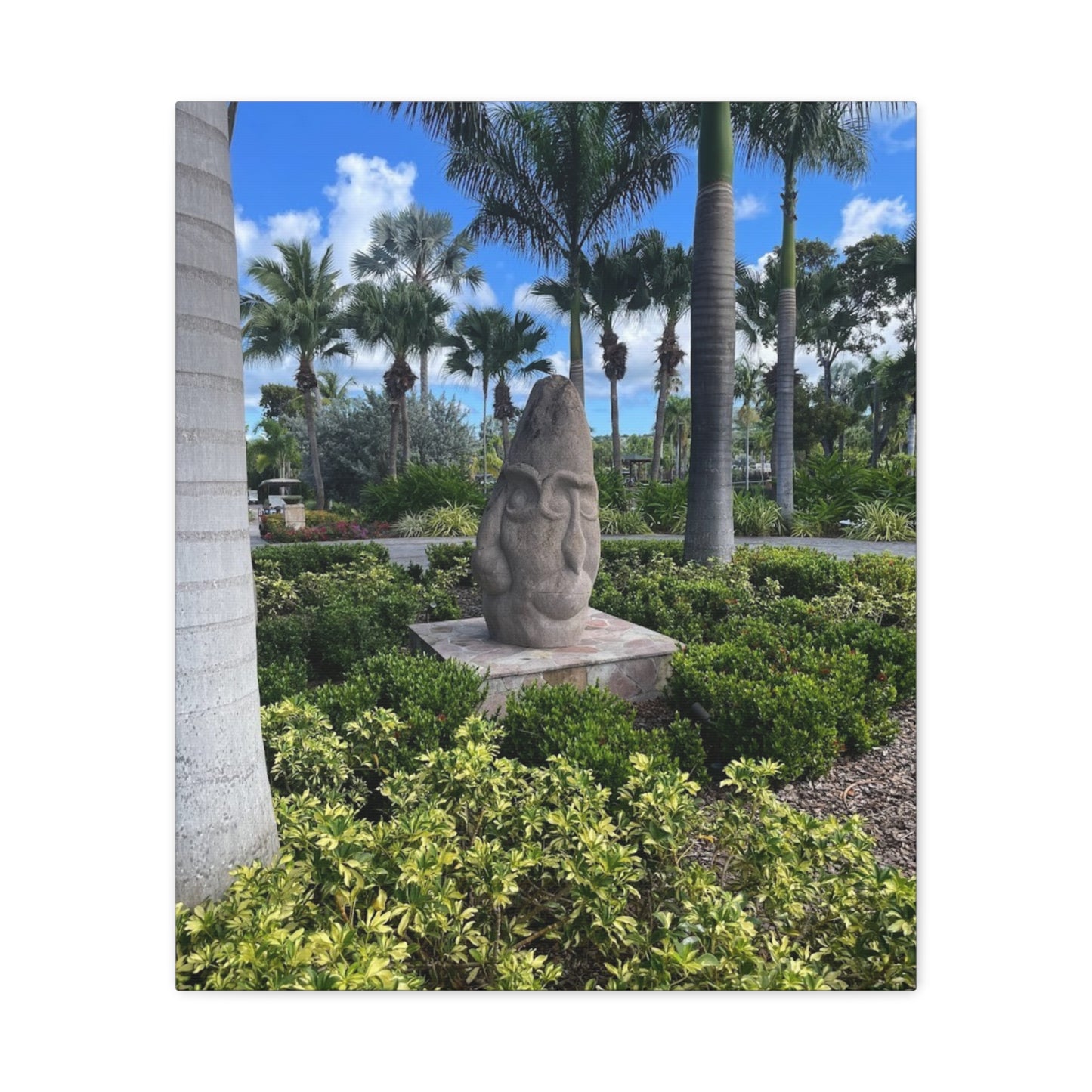 Nature-Inspired Stretched Canvas Art - Tranquil Garden Sculpture