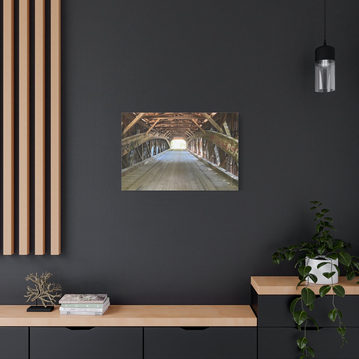 Rustic Wooden Bridge Canvas Print - Stretched Wall Art for Home Decor