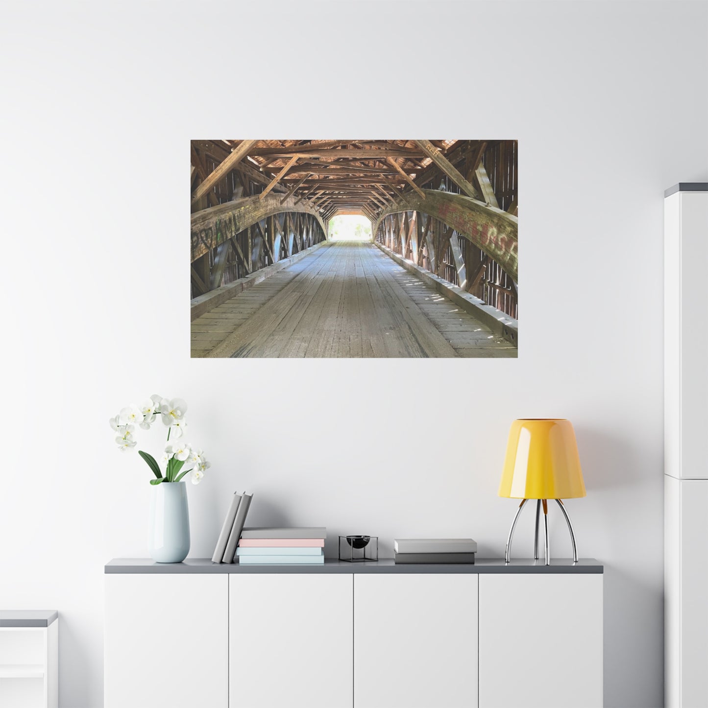 Rustic Wooden Bridge Canvas Print - Stretched Wall Art for Home Decor