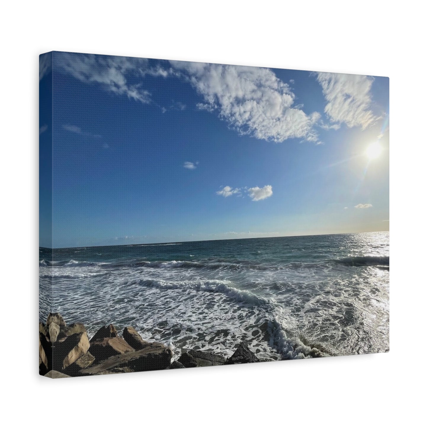 Ocean Waves Stretched Canvas Art - Serene Coastal Home Decor