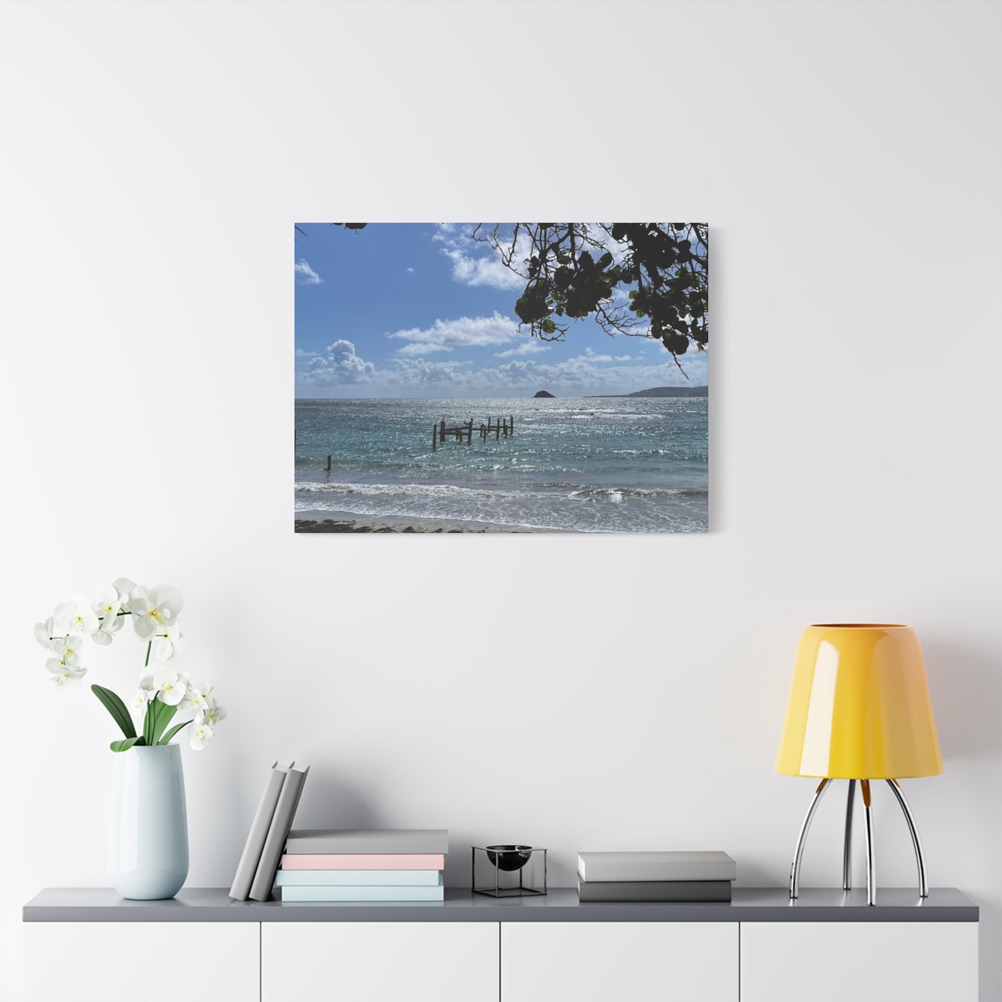 Coastal Serenity Canvas Art - 1.25" Stretched Wall Decor Nevis