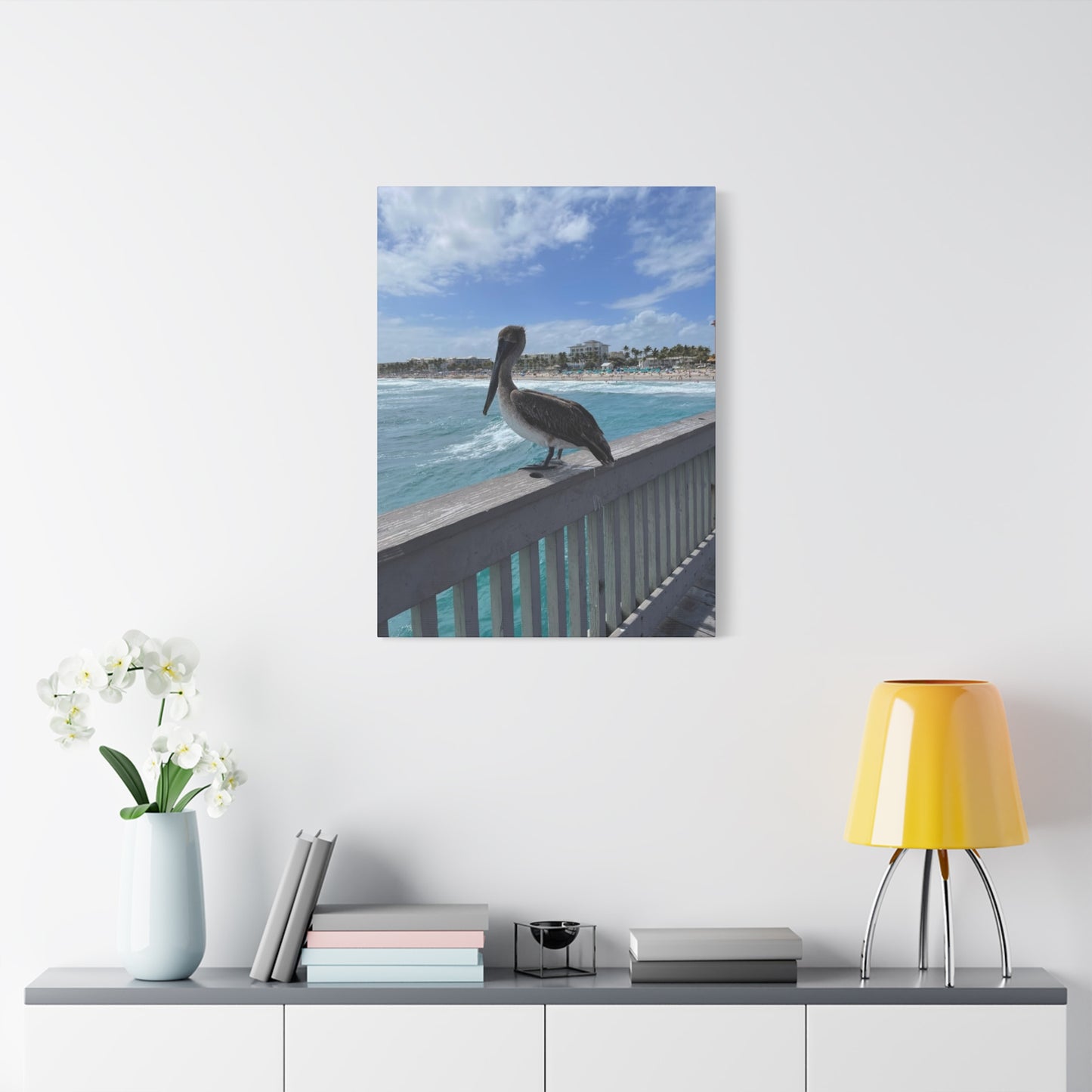 Coastal Serenity Pelican Canvas Print - 1.25" Stretched Wall Art