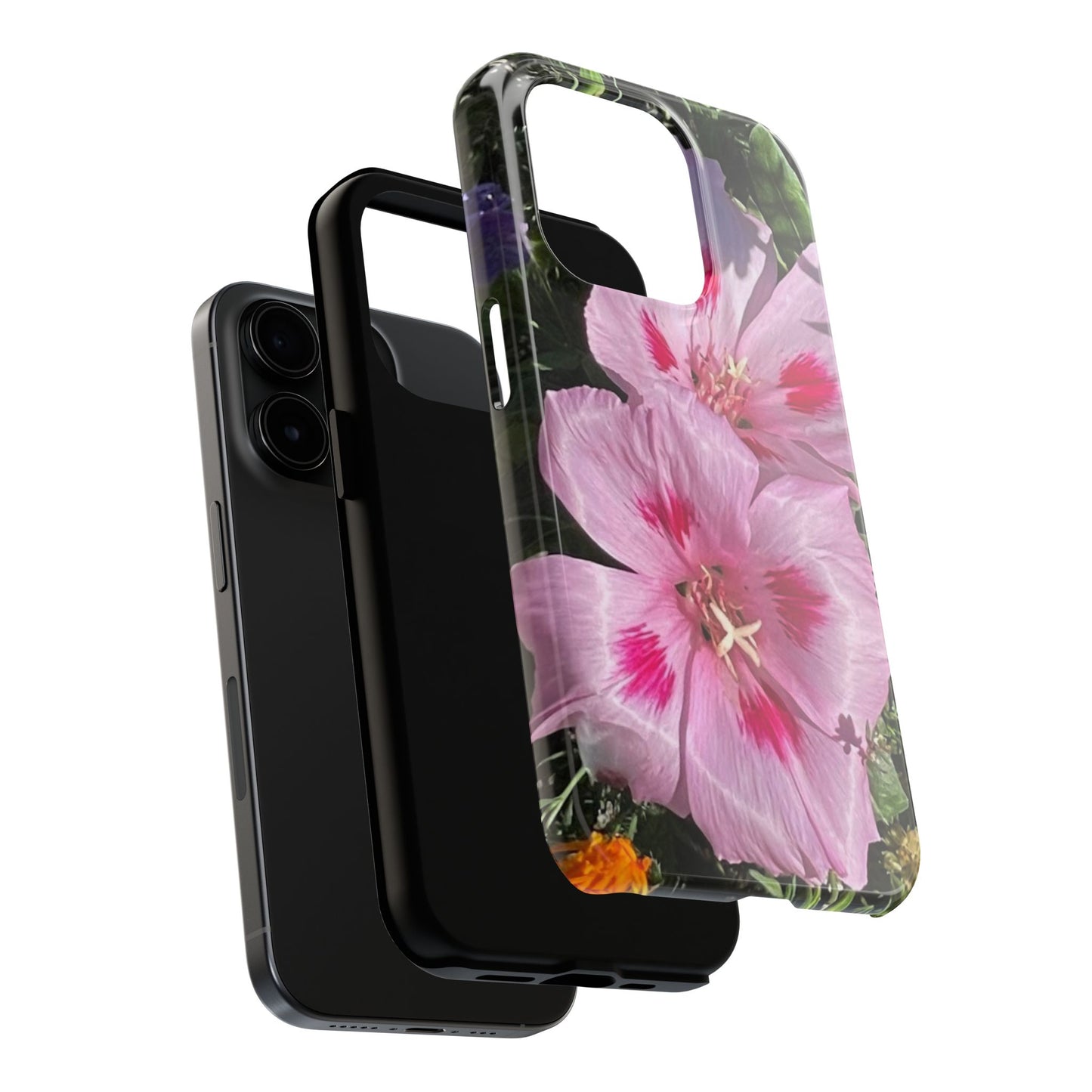Vibrant Floral Tough Phone Case - Durable Protection with Stunning Pink Flowers