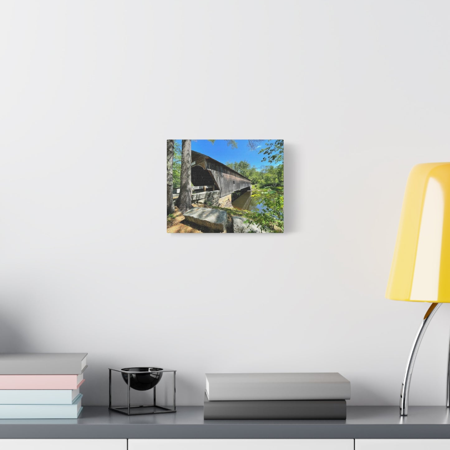 Scenic Covered Bridge Canvas Art - 1.25" Stretched Matte Wall Decor