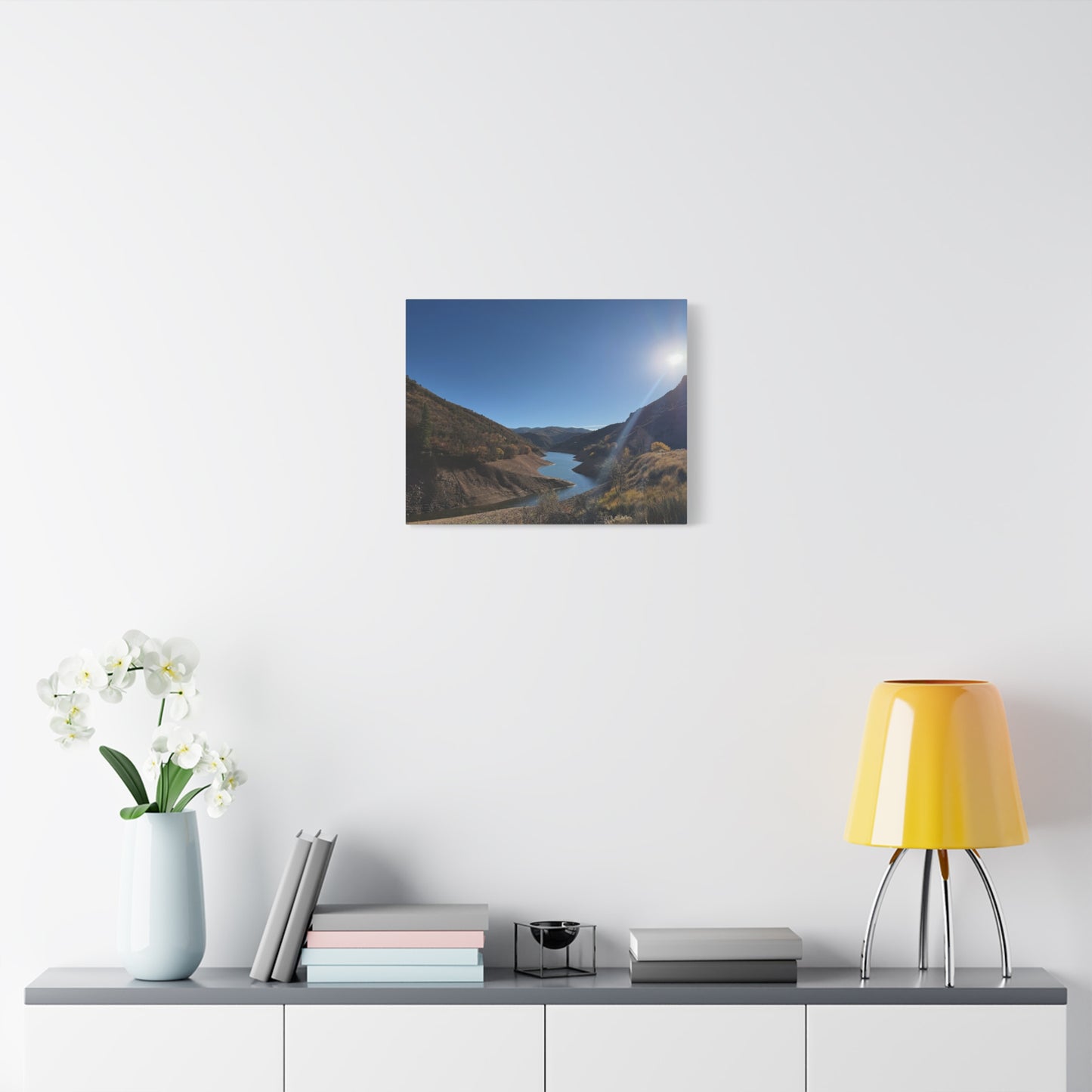 Scenic Landscape Canvas Wall Art – Tranquil Mountain River Design