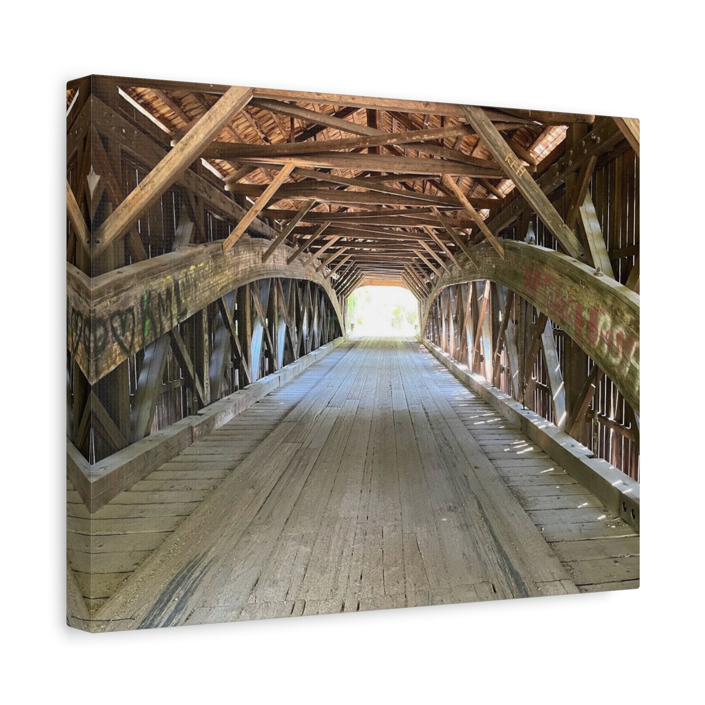 Rustic Wooden Bridge Canvas Print - Stretched Wall Art for Home Decor