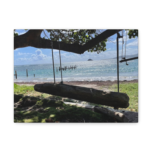 Serene Beach Swing Canvas Art Print