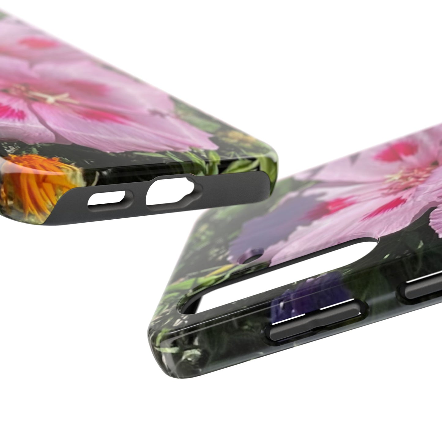 Vibrant Floral Tough Phone Case - Durable Protection with Stunning Pink Flowers