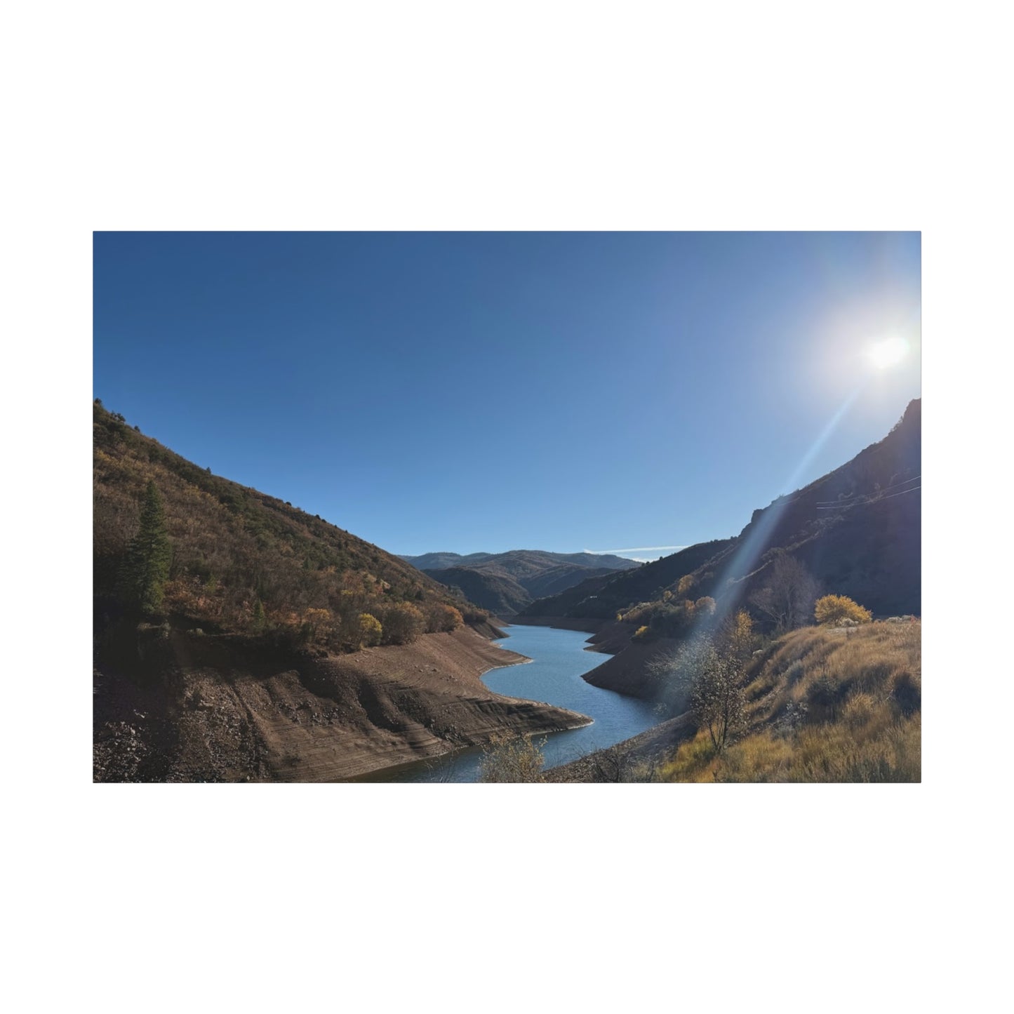 Scenic Landscape Canvas Wall Art – Tranquil Mountain River Design
