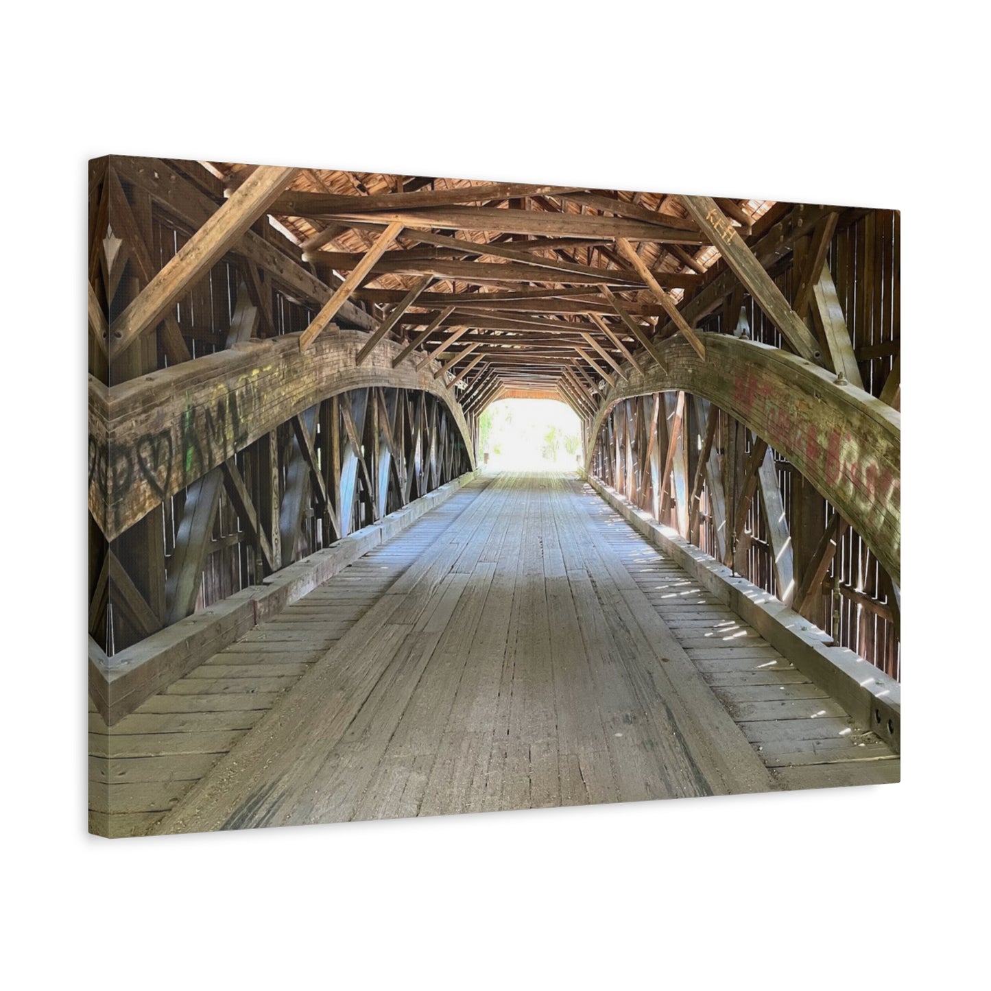 Rustic Wooden Bridge Canvas Print - Stretched Wall Art for Home Decor