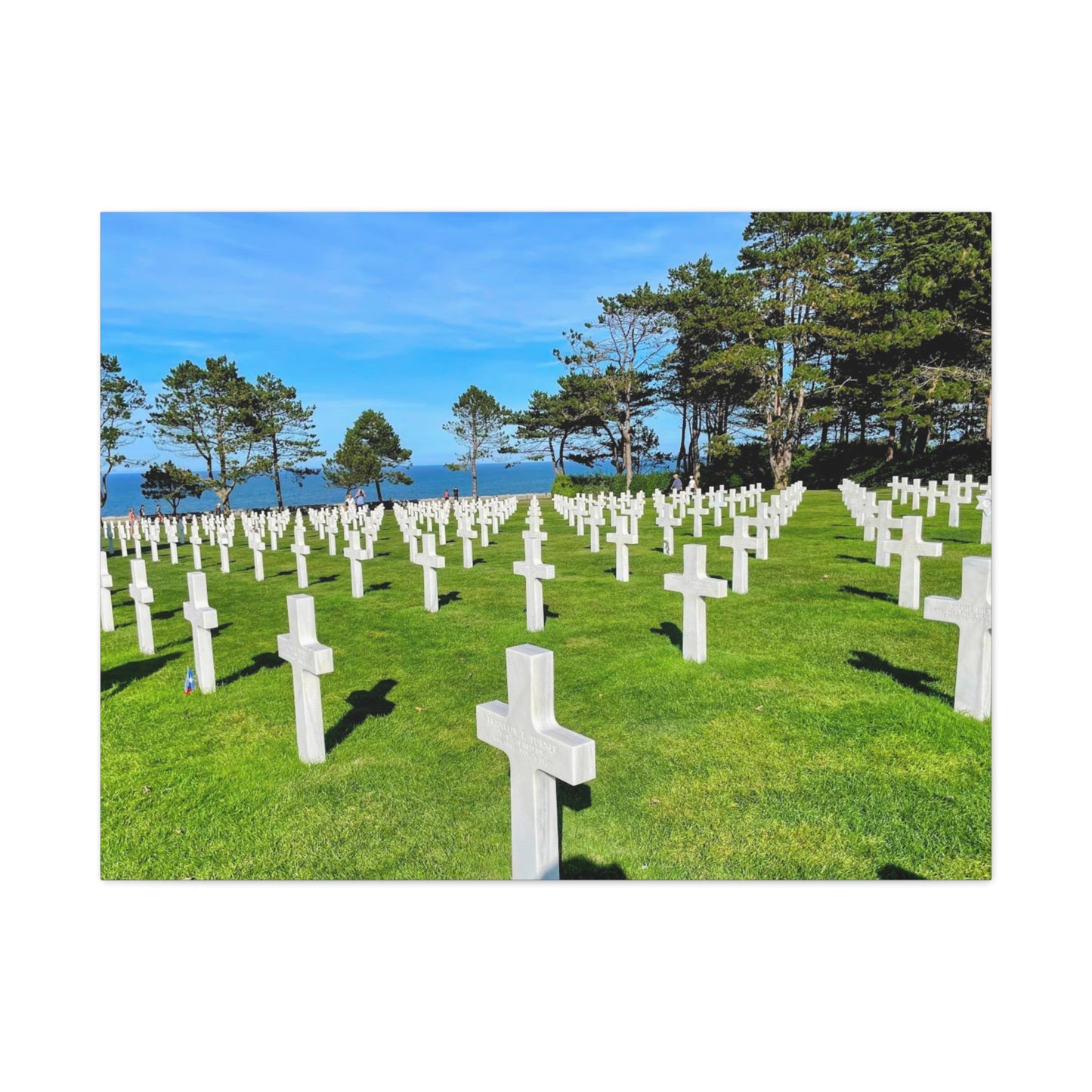 Memorial Canvas Print - Serene Cemetery Scene for Remembrance Normandy American Cemetery