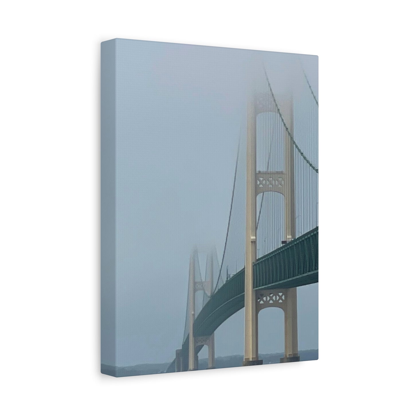 Foggy Bridge Art Canvas - 1.25" Stretched Wall Decor Mackinac