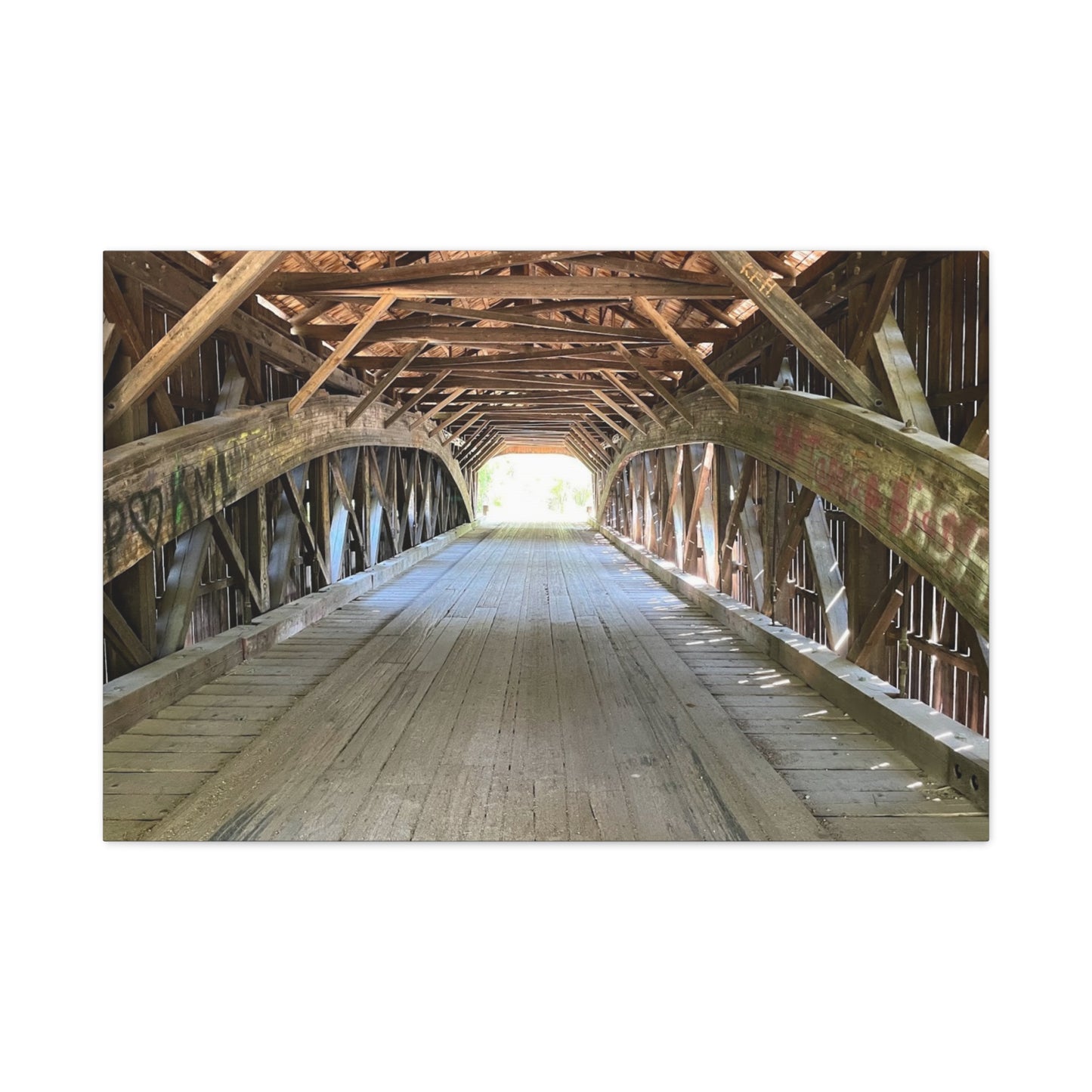 Rustic Wooden Bridge Canvas Print - Stretched Wall Art for Home Decor