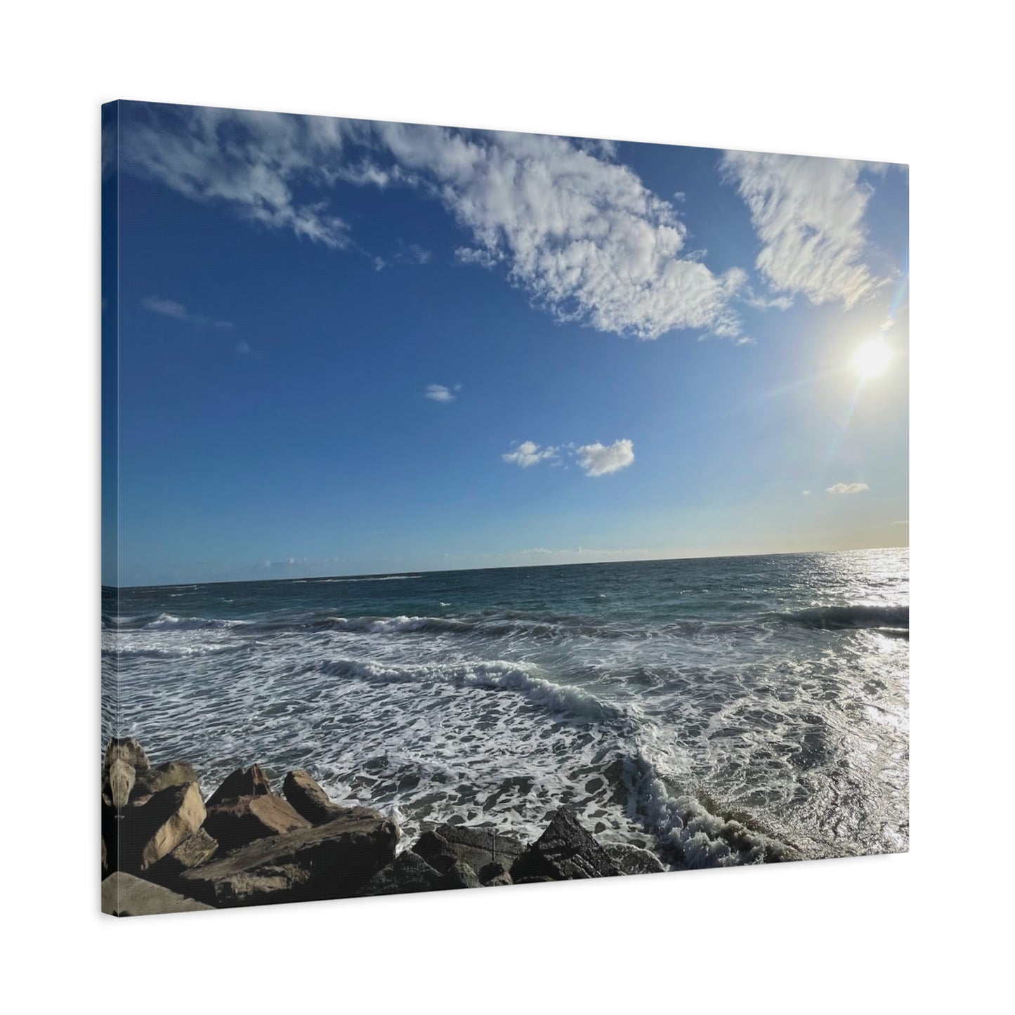 Ocean Waves Stretched Canvas Art - Serene Coastal Home Decor