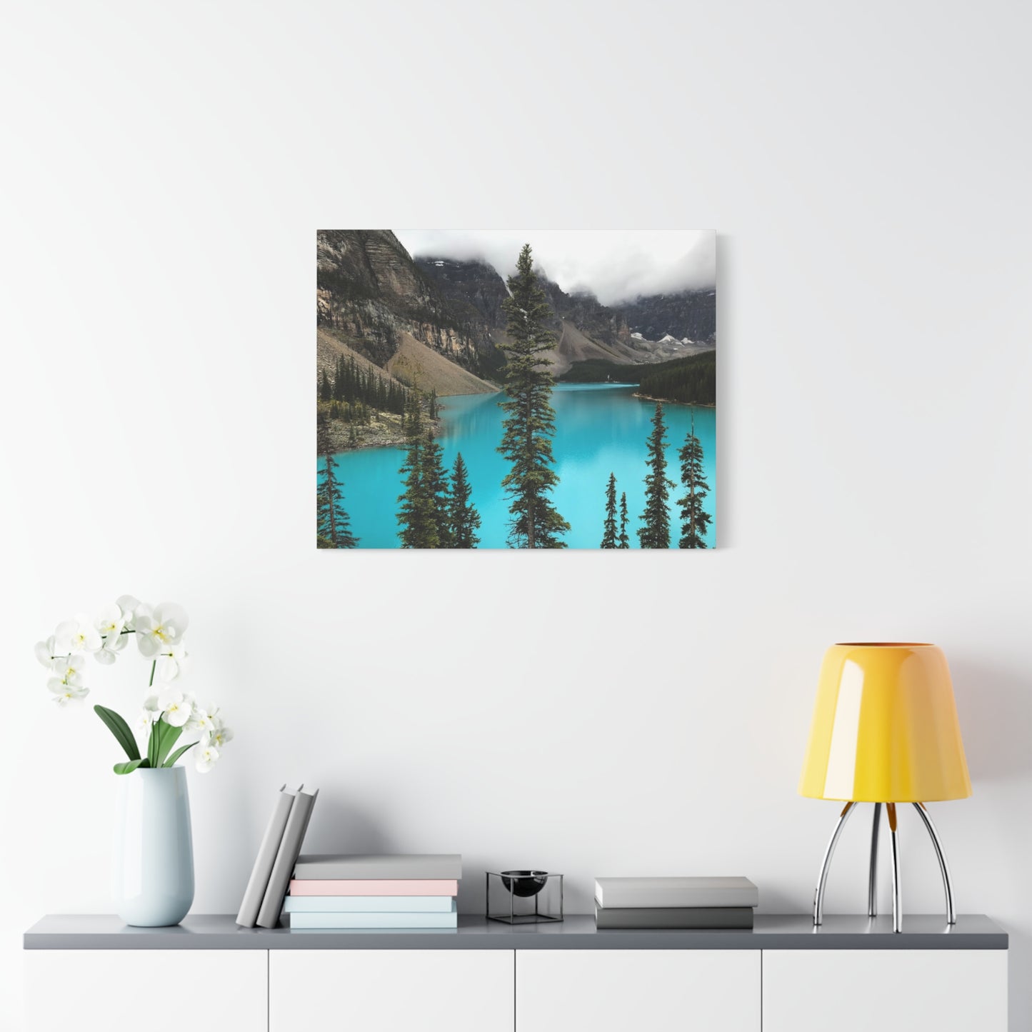 Scenic Landscape Canvas Wall Art - Tranquil Mountain Lake Decor