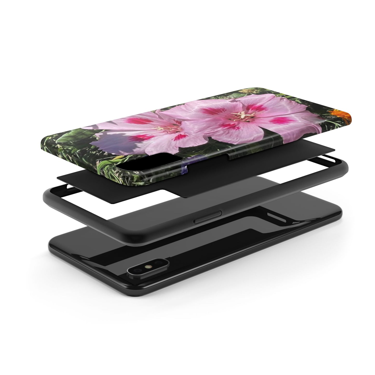 Vibrant Floral Tough Phone Case - Durable Protection with Stunning Pink Flowers