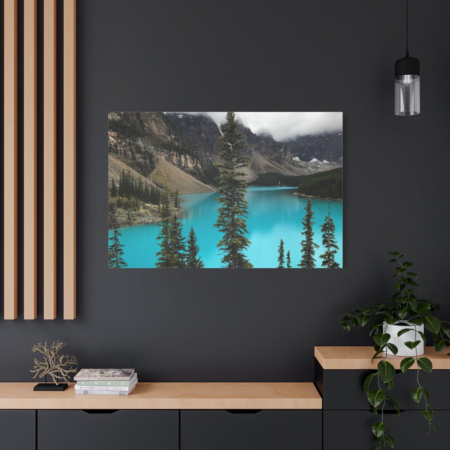 Scenic Landscape Canvas Wall Art - Tranquil Mountain Lake Decor