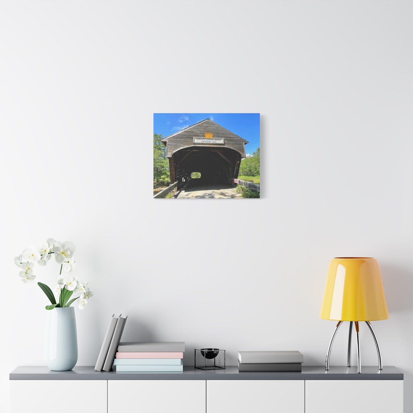 Scenic Covered Bridge Canvas Art – 1.25" Stretched Wall Decor for Nature Lovers