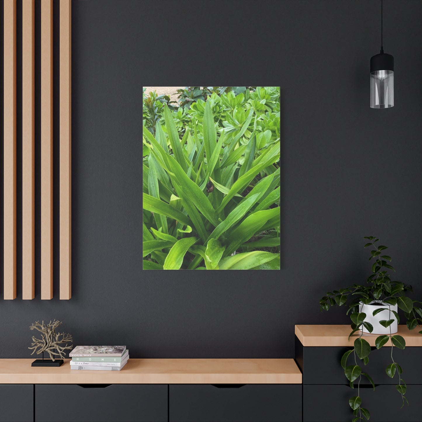 Nature-Inspired Matte Canvas Wall Art - Lush Greenery with snail