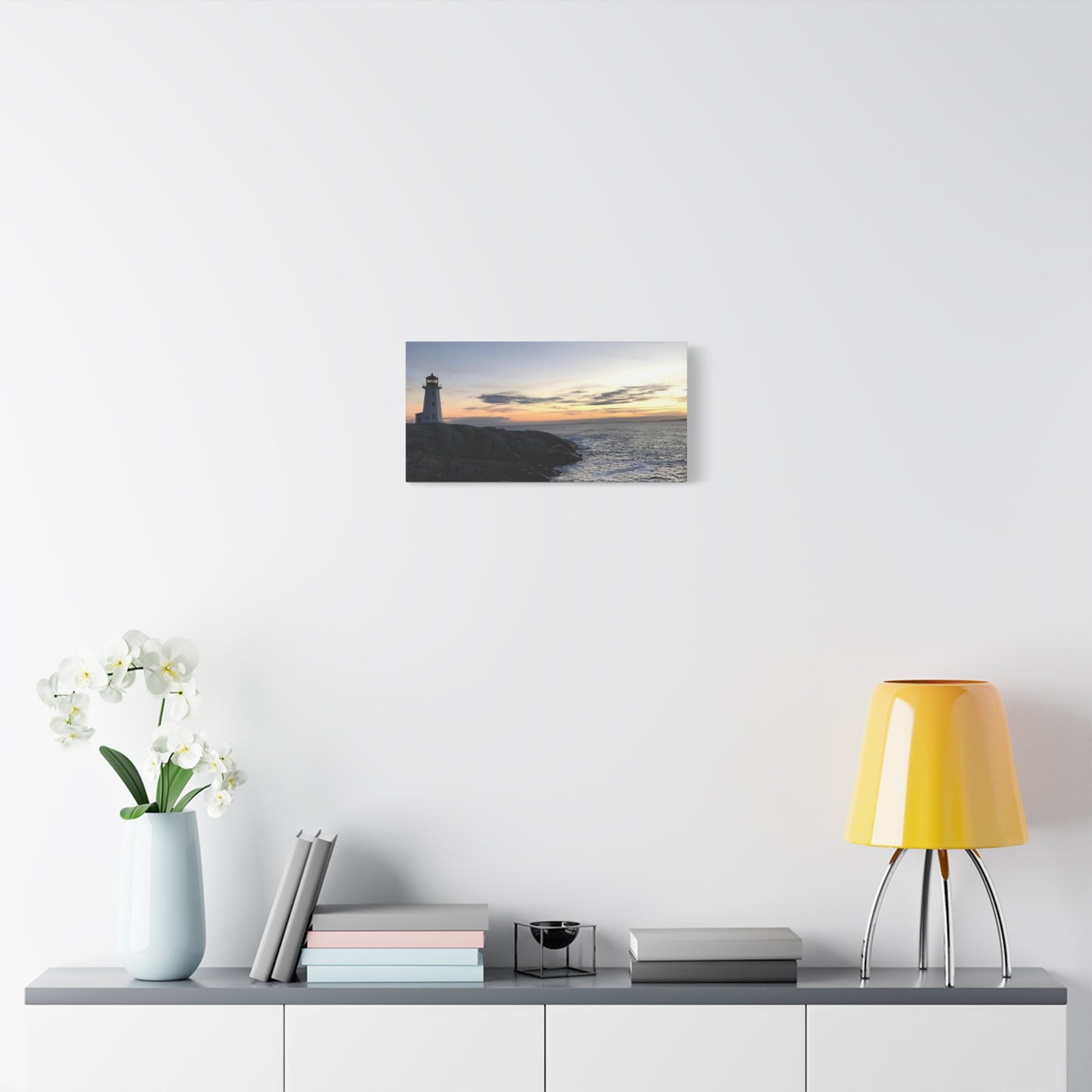 Sunset Lighthouse Canvas Print - Coastal Decor for Beach Lovers Peggys Cove