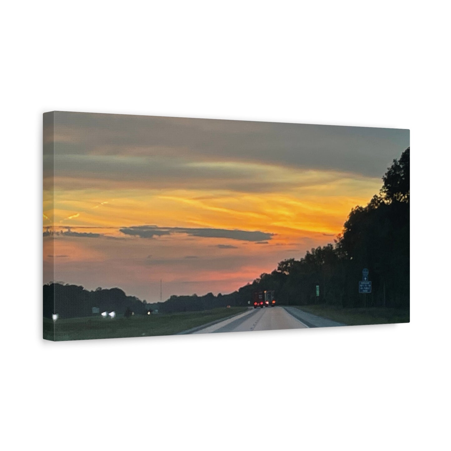 Sunset Roadway Canvas Print - Matte Stretched Artwork