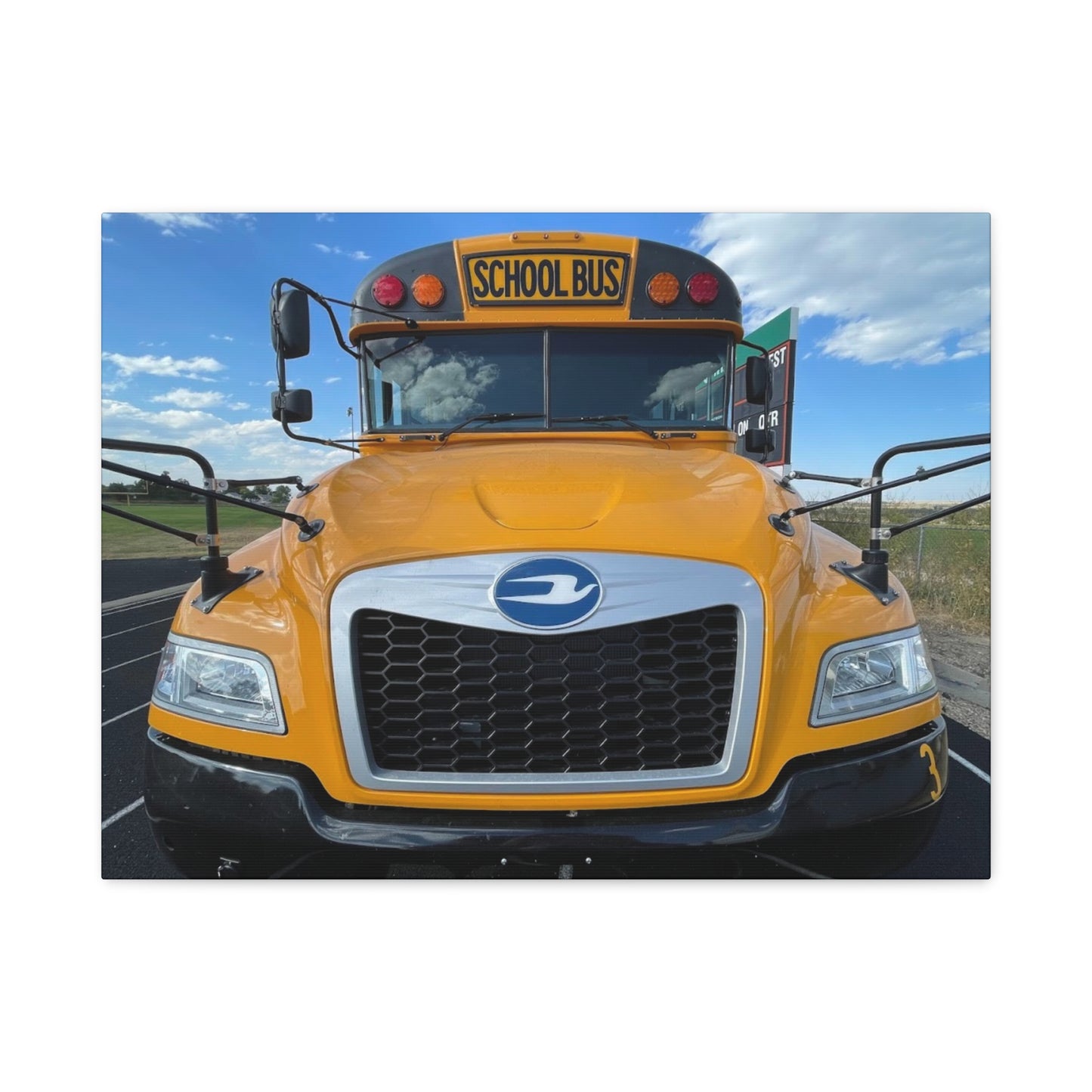 School Bus Canvas Art - Vibrant Stretched Wall Decor for Kids' Rooms