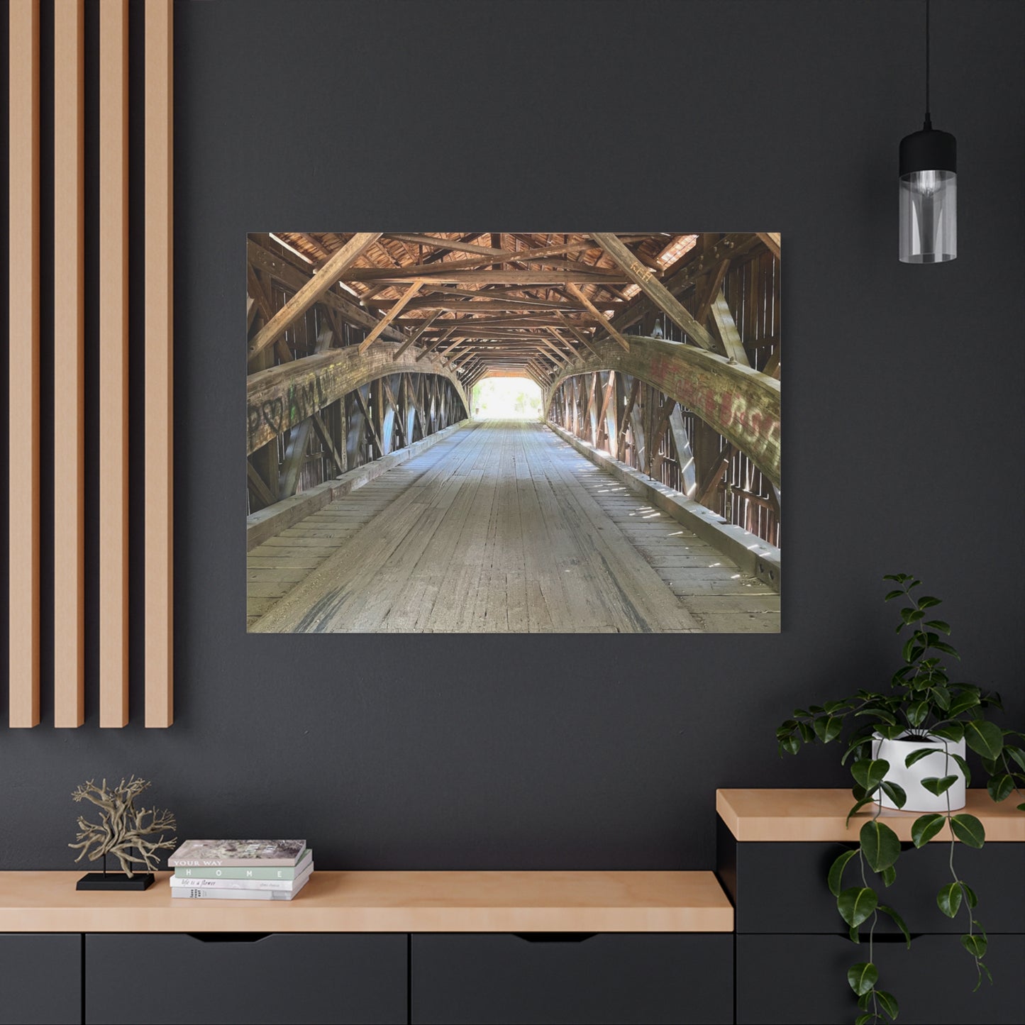 Rustic Wooden Bridge Canvas Print - Stretched Wall Art for Home Decor