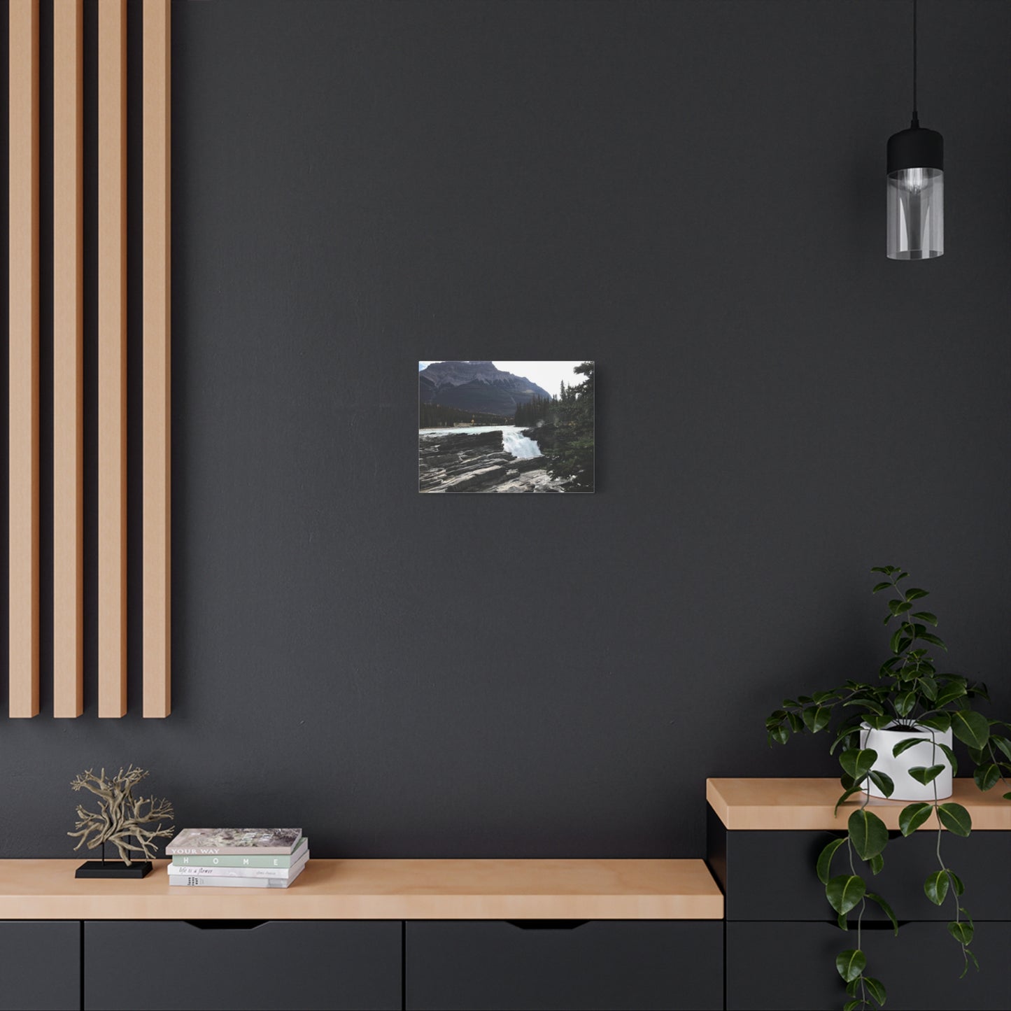 Mountain Waterfall Canvas Art - Stretched Wall Decor for Nature Lovers