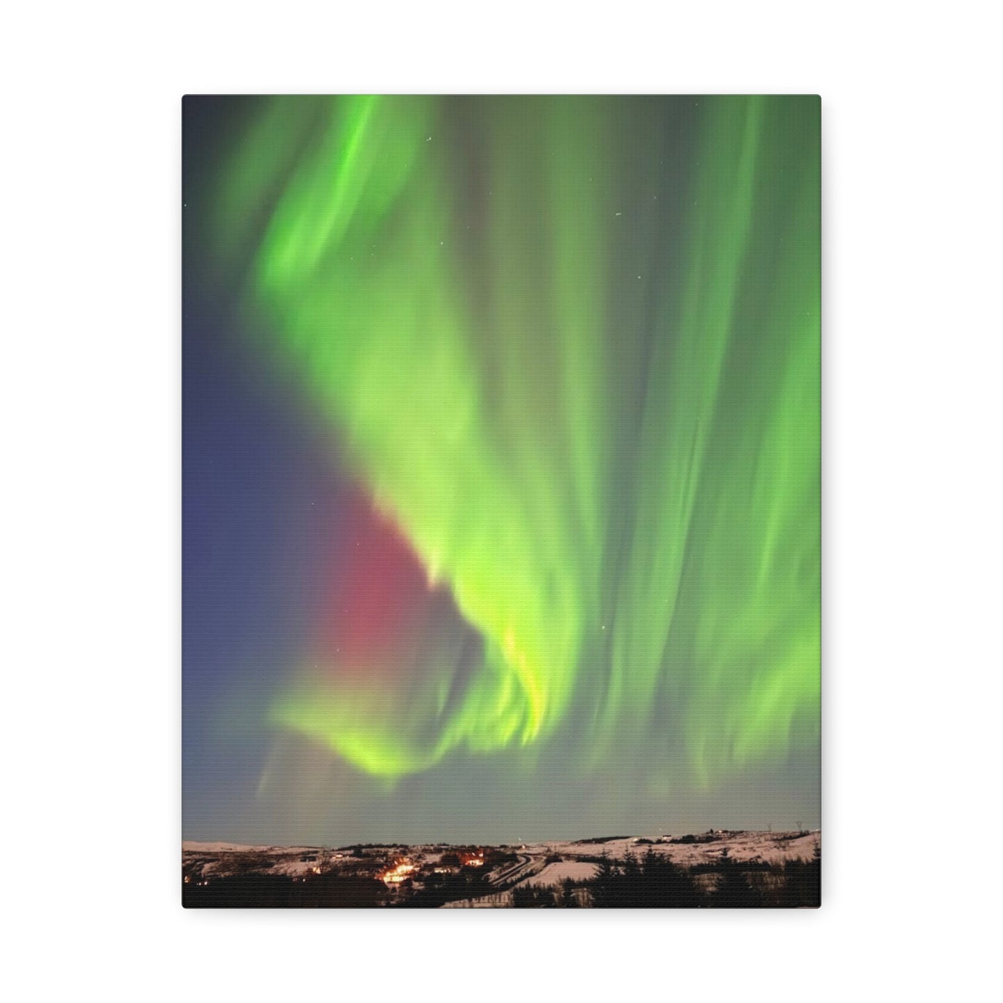 Aurora Borealis Canvas Art - Stunning Northern Lights Stretched Wall Decor Iceland