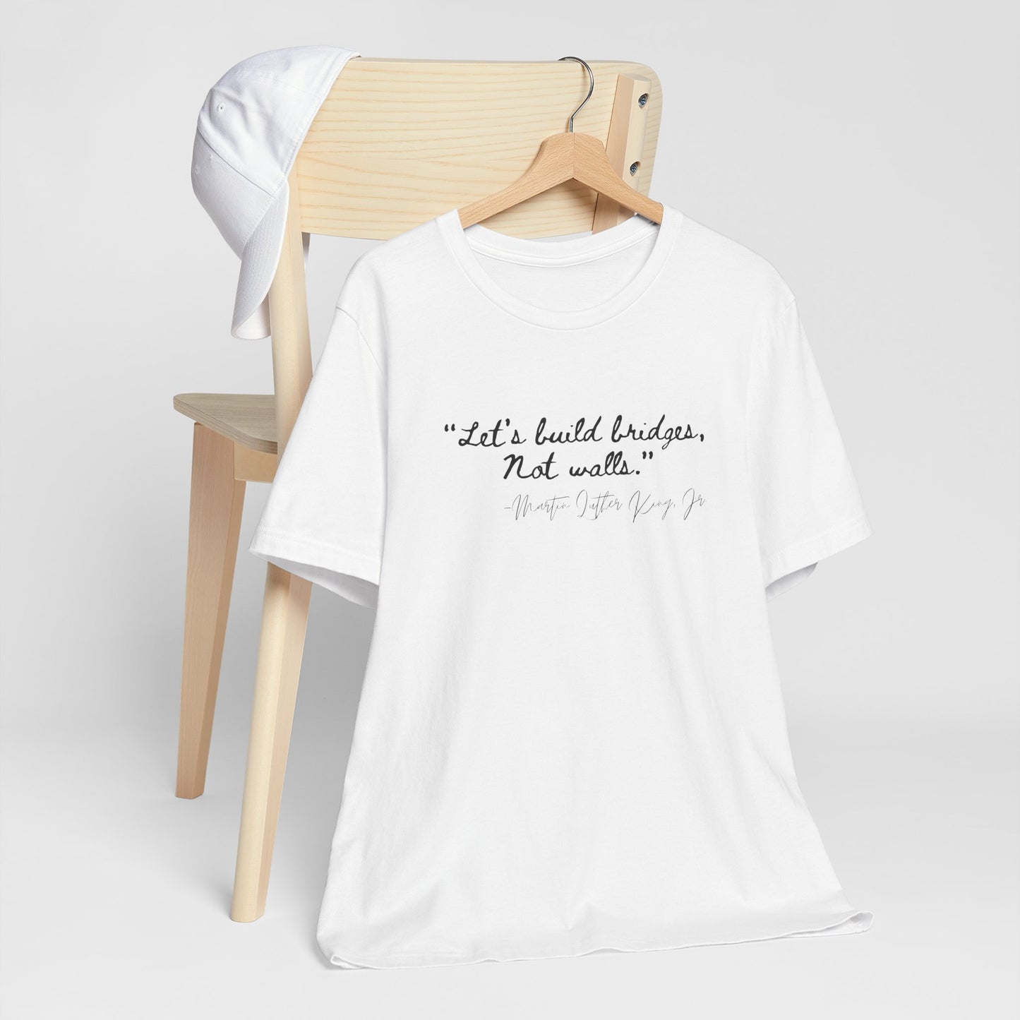 MLK Inspirational Quote Tee - "Let's Build Bridges, Not Walls" Unisex Jersey Short Sleeve T-Shirt