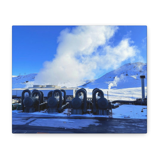 Industrial Landscape Canvas Print - 1.25" Stretched Art Iceland Hydroelectric plant
