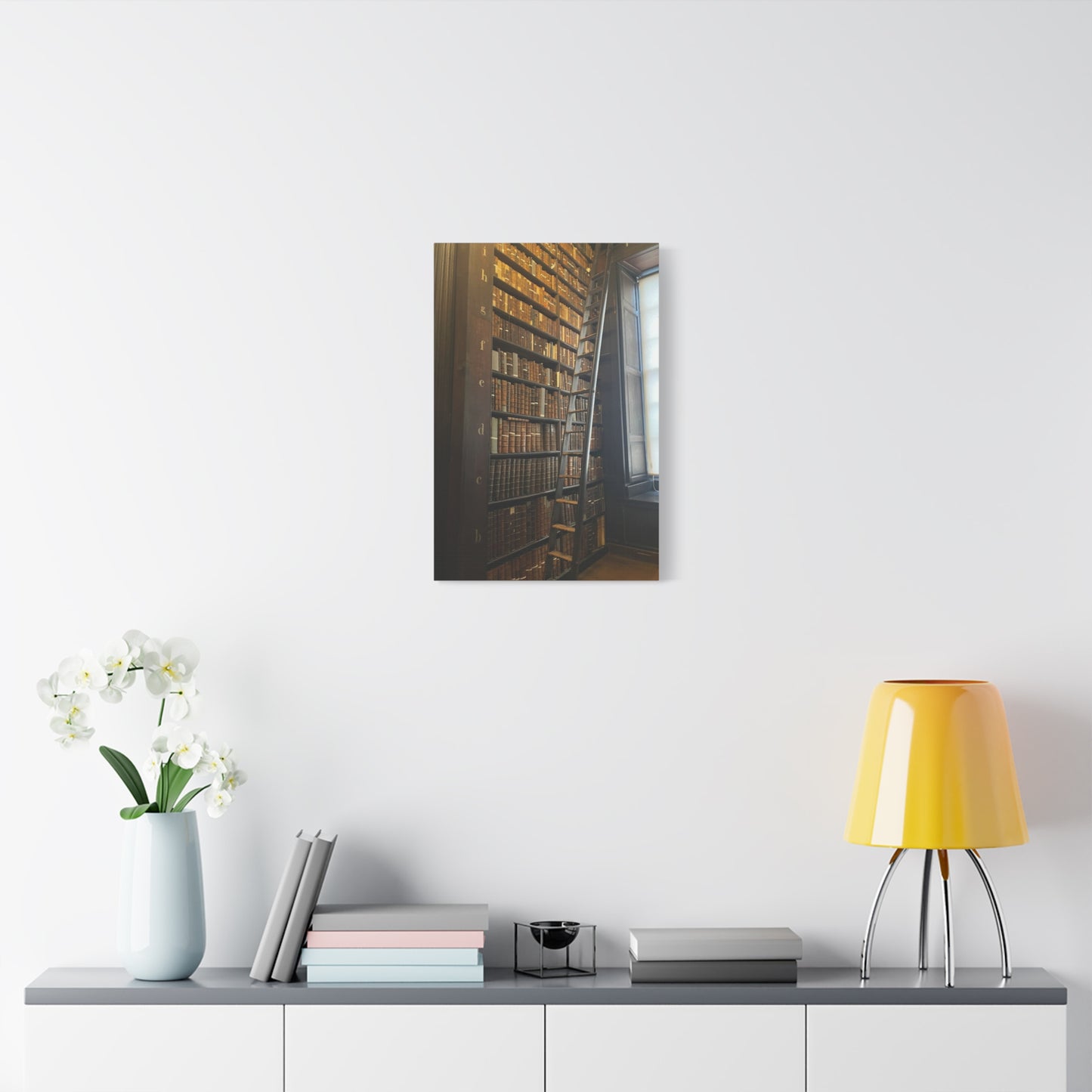 Library Wall Art | Vintage Bookcase Canvas Print - Trinity College Long Room
