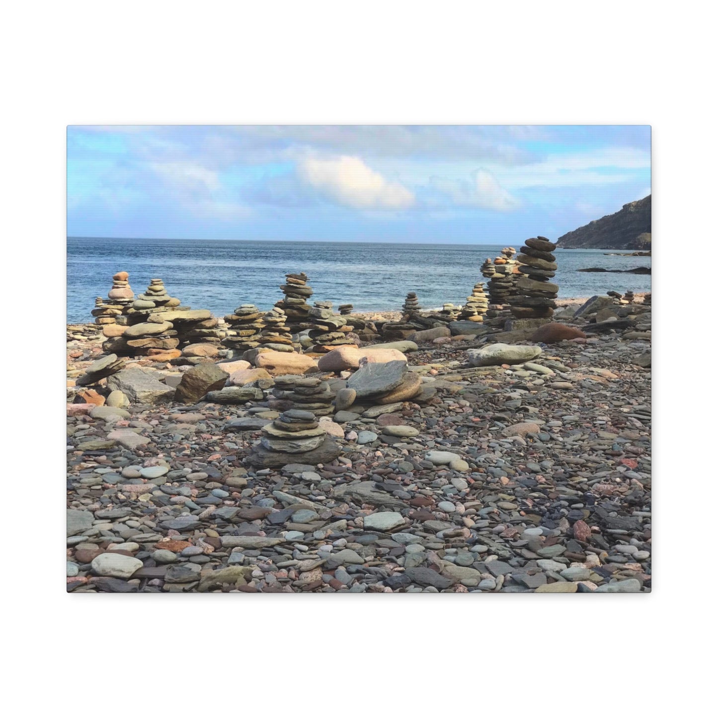 Nature-Inspired Wall Art Canvas Print - Tranquil Beach Stack Stones Decor