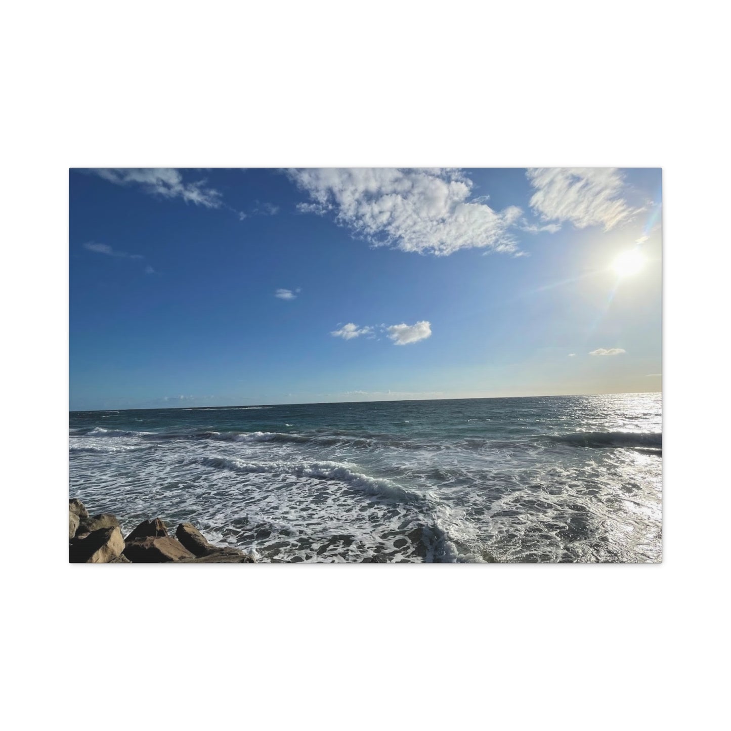 Ocean Waves Stretched Canvas Art - Serene Coastal Home Decor