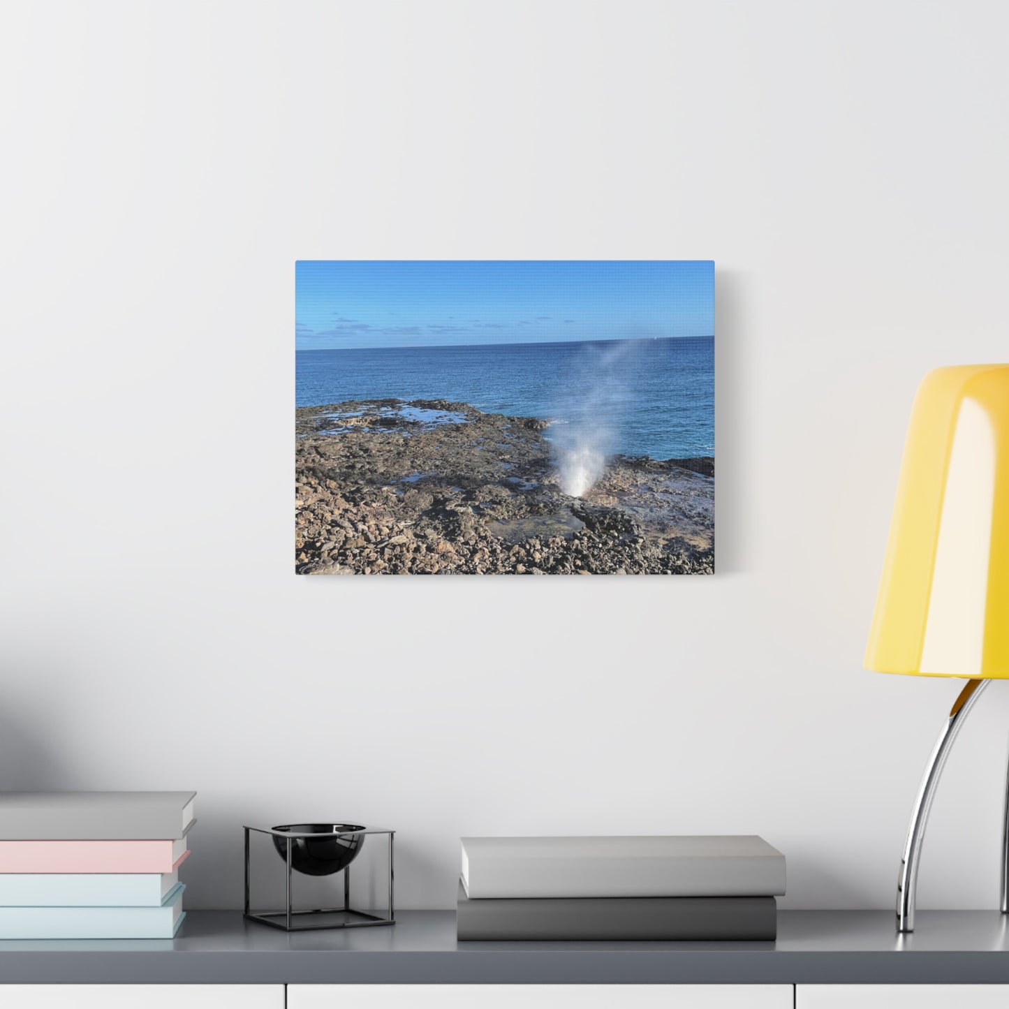 Stretched Matte Canvas Wall Art - Coastal Spouting Blowhole Photography