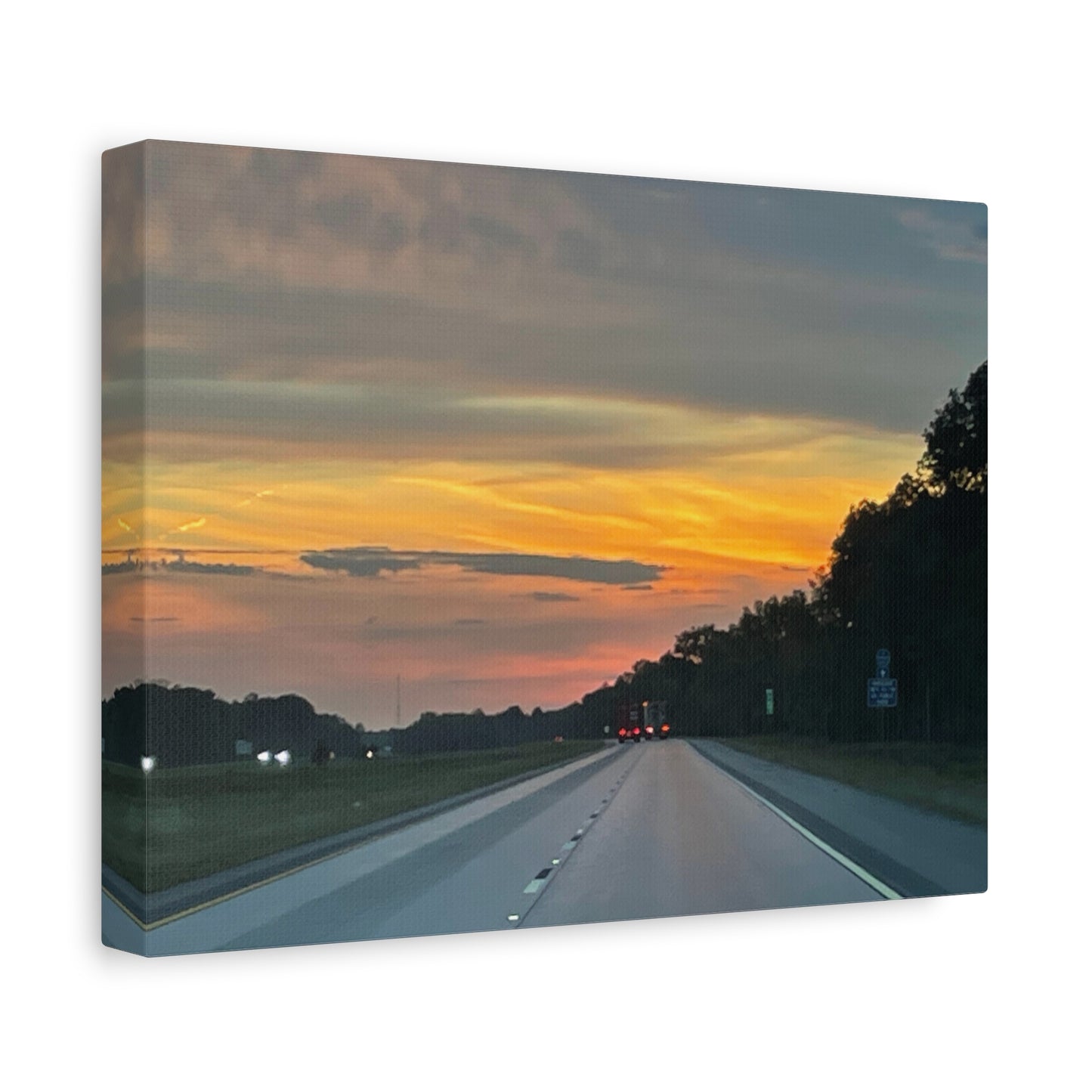 Sunset Roadway Canvas Print - Matte Stretched Artwork