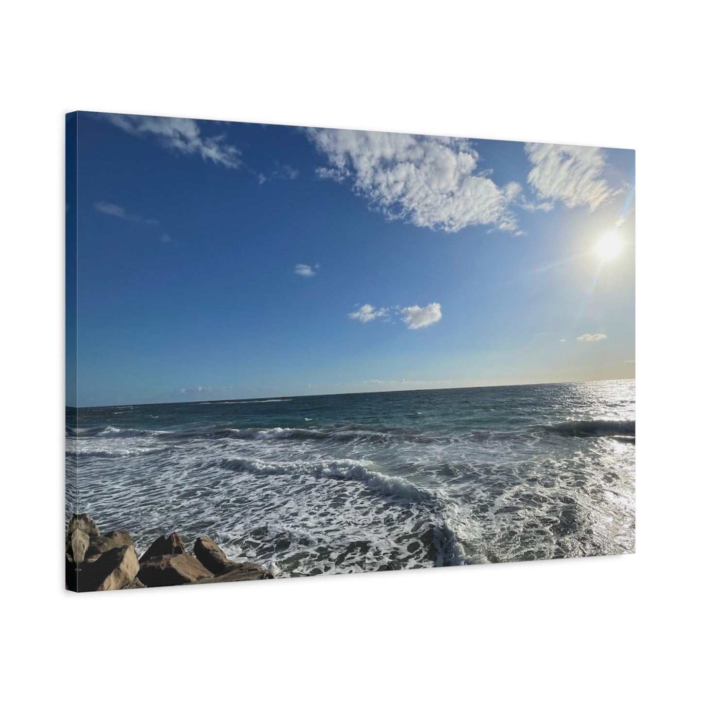 Ocean Waves Stretched Canvas Art - Serene Coastal Home Decor