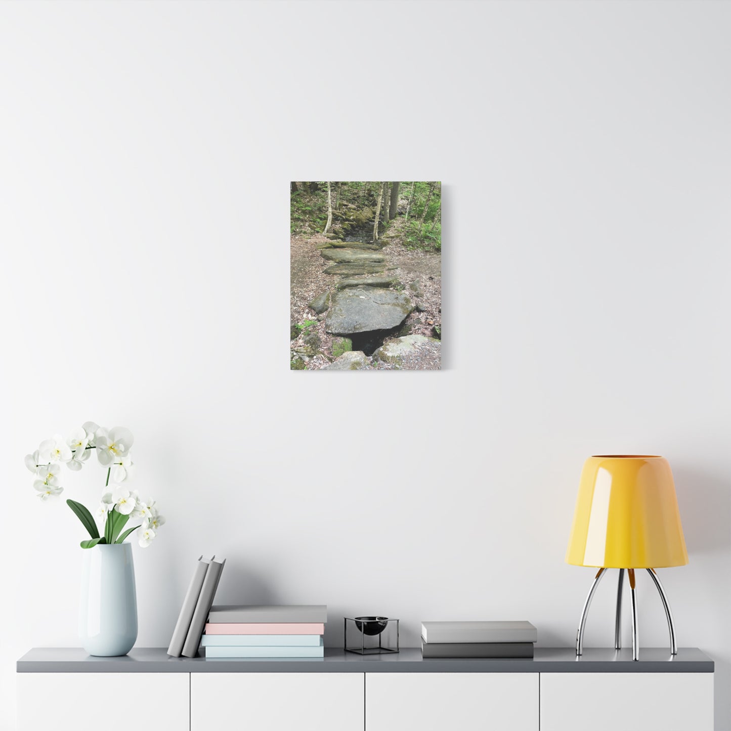 Nature-Inspired Stretched Canvas Art - Serene Stream Pathway Décor