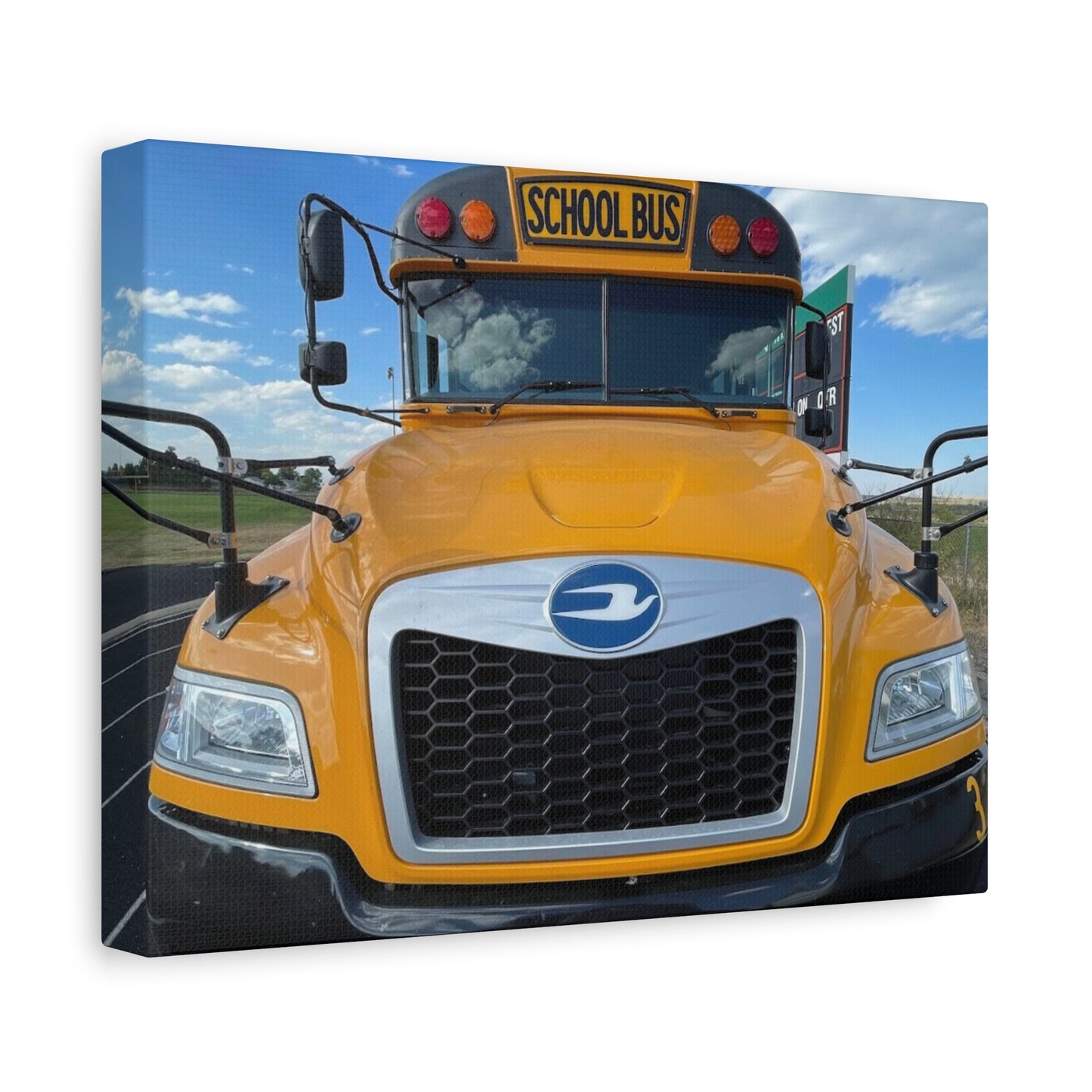 School Bus Canvas Art - Vibrant Stretched Wall Decor for Kids' Rooms