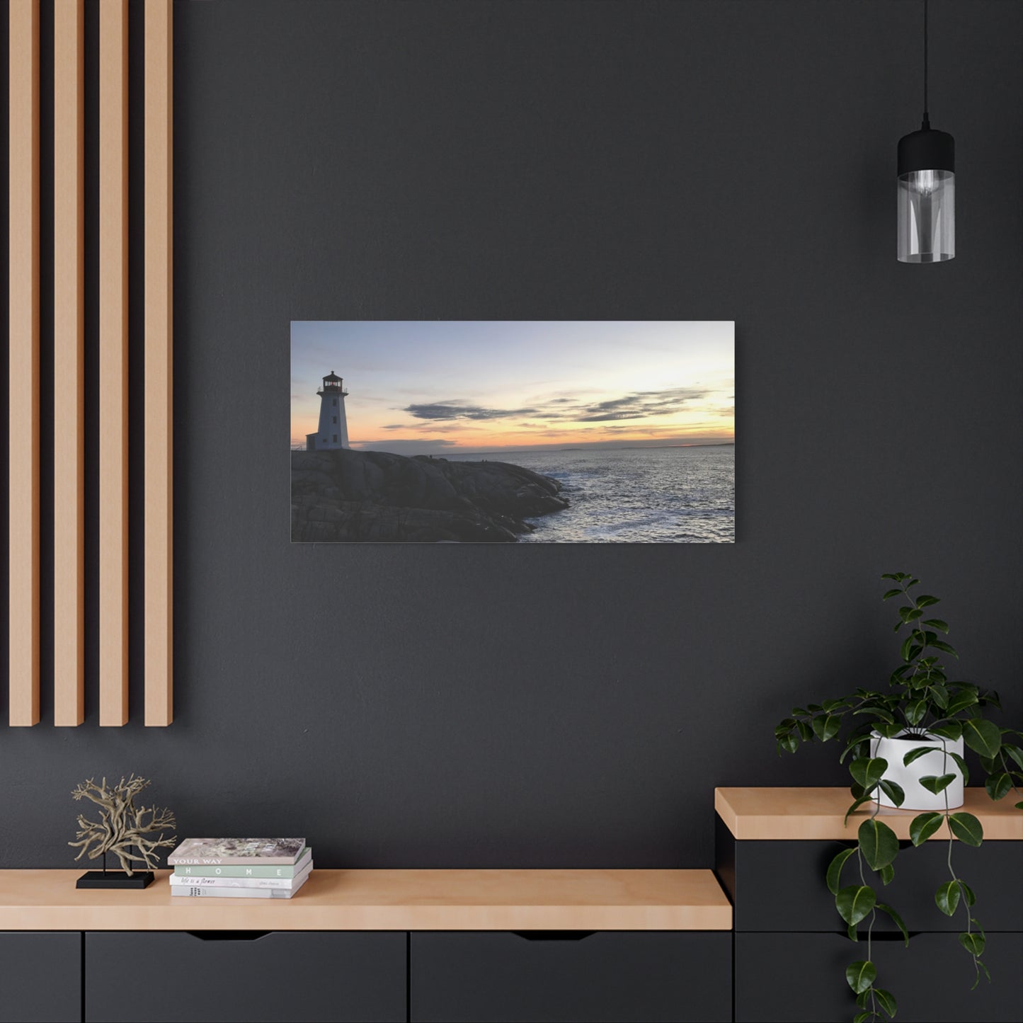 Sunset Lighthouse Canvas Print - Coastal Decor for Beach Lovers Peggys Cove