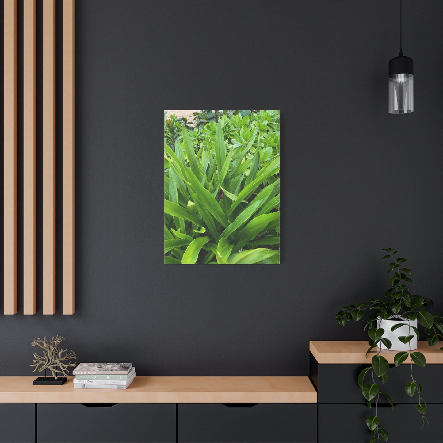 Nature-Inspired Matte Canvas Wall Art - Lush Greenery with snail