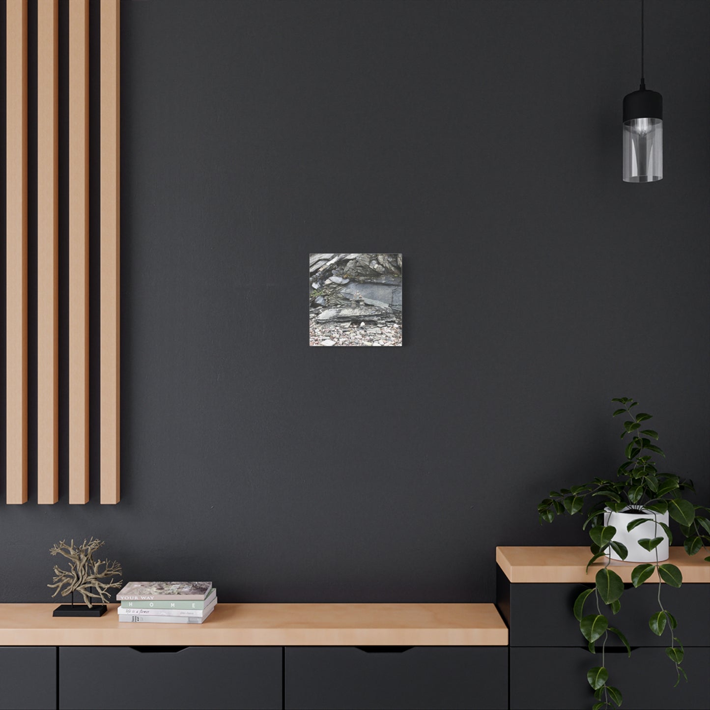 Nature-Inspired Stretched Canvas Art - Tranquil Rock Tower Design