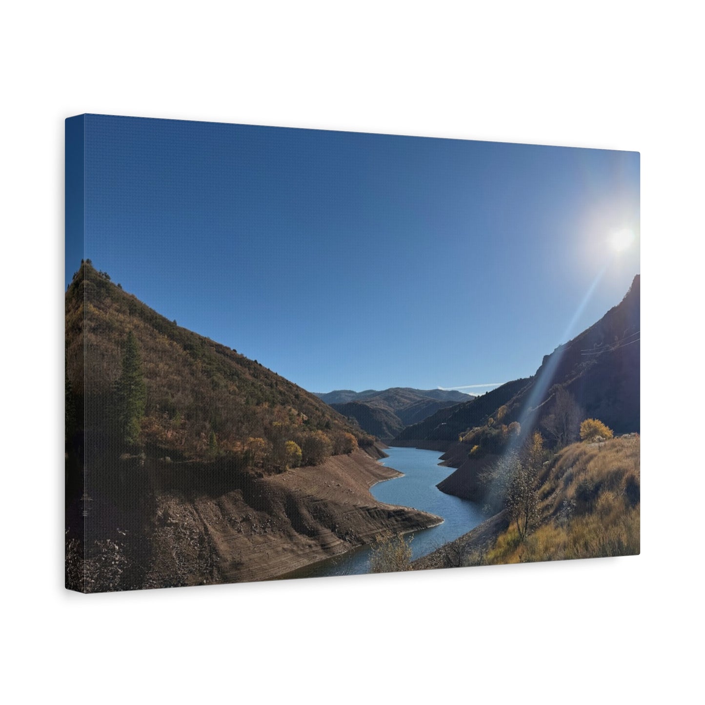 Scenic Landscape Canvas Wall Art – Tranquil Mountain River Design