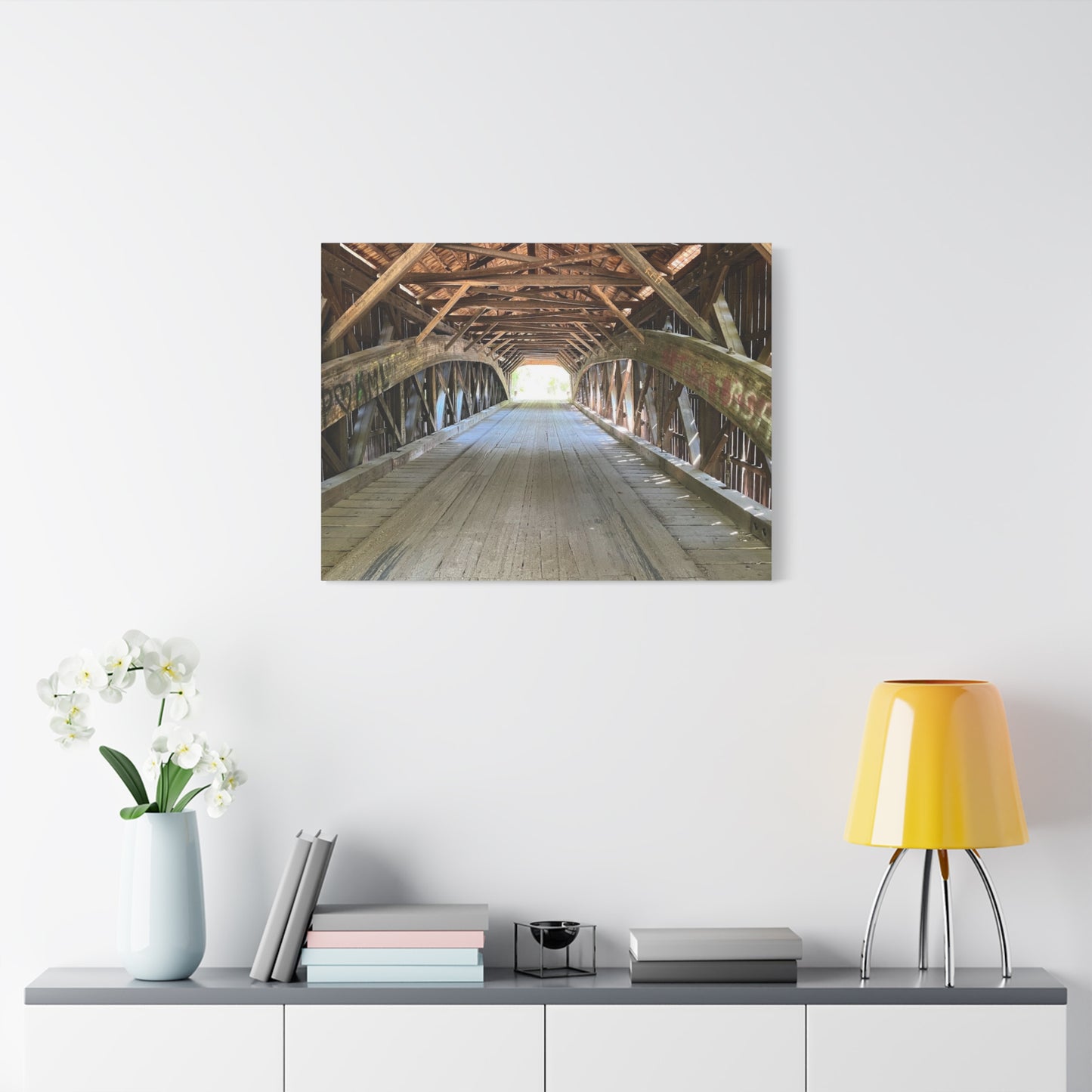 Rustic Wooden Bridge Canvas Print - Stretched Wall Art for Home Decor
