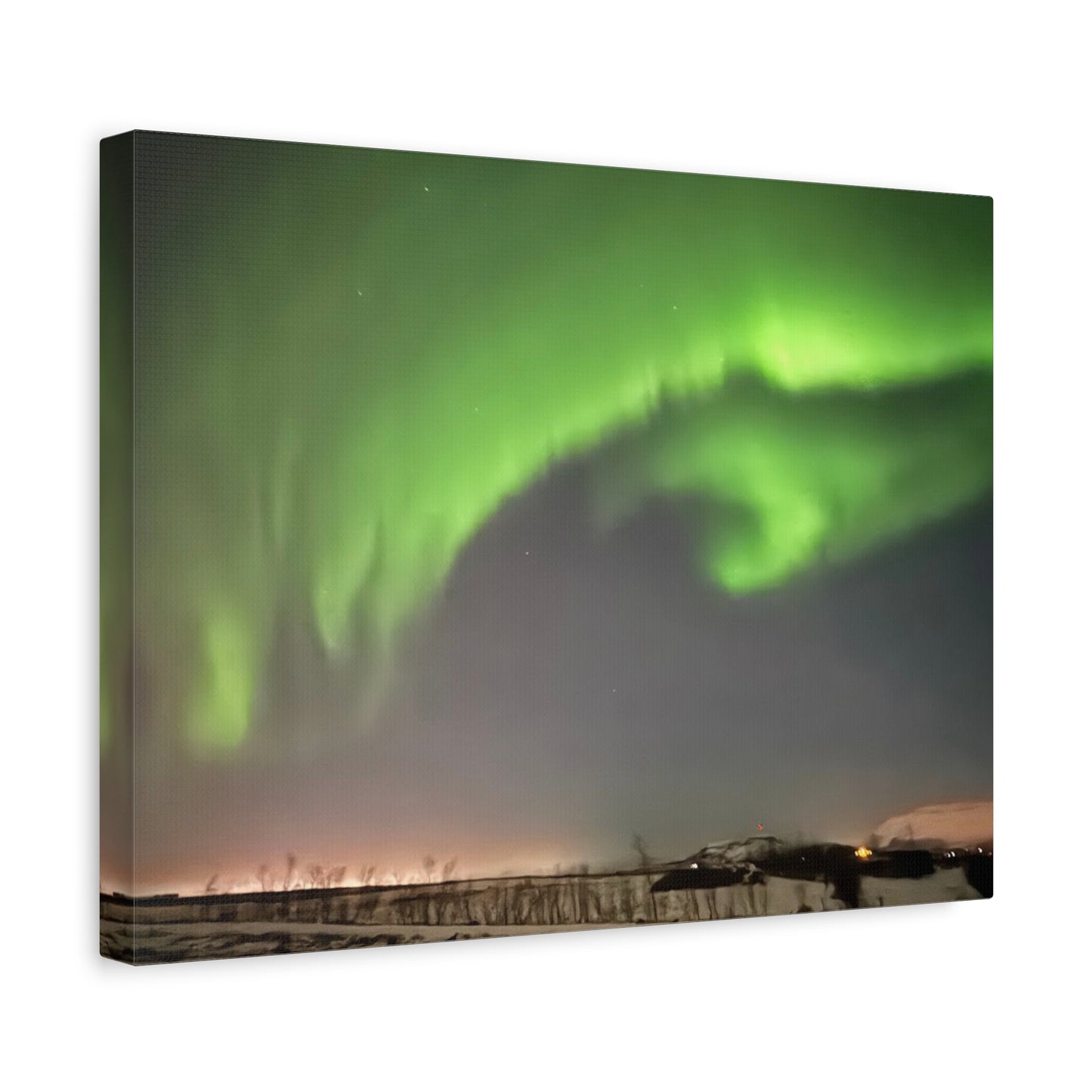Aurora Borealis Canvas Art - Stunning Green Northern Lights Wall Decor Iceland
