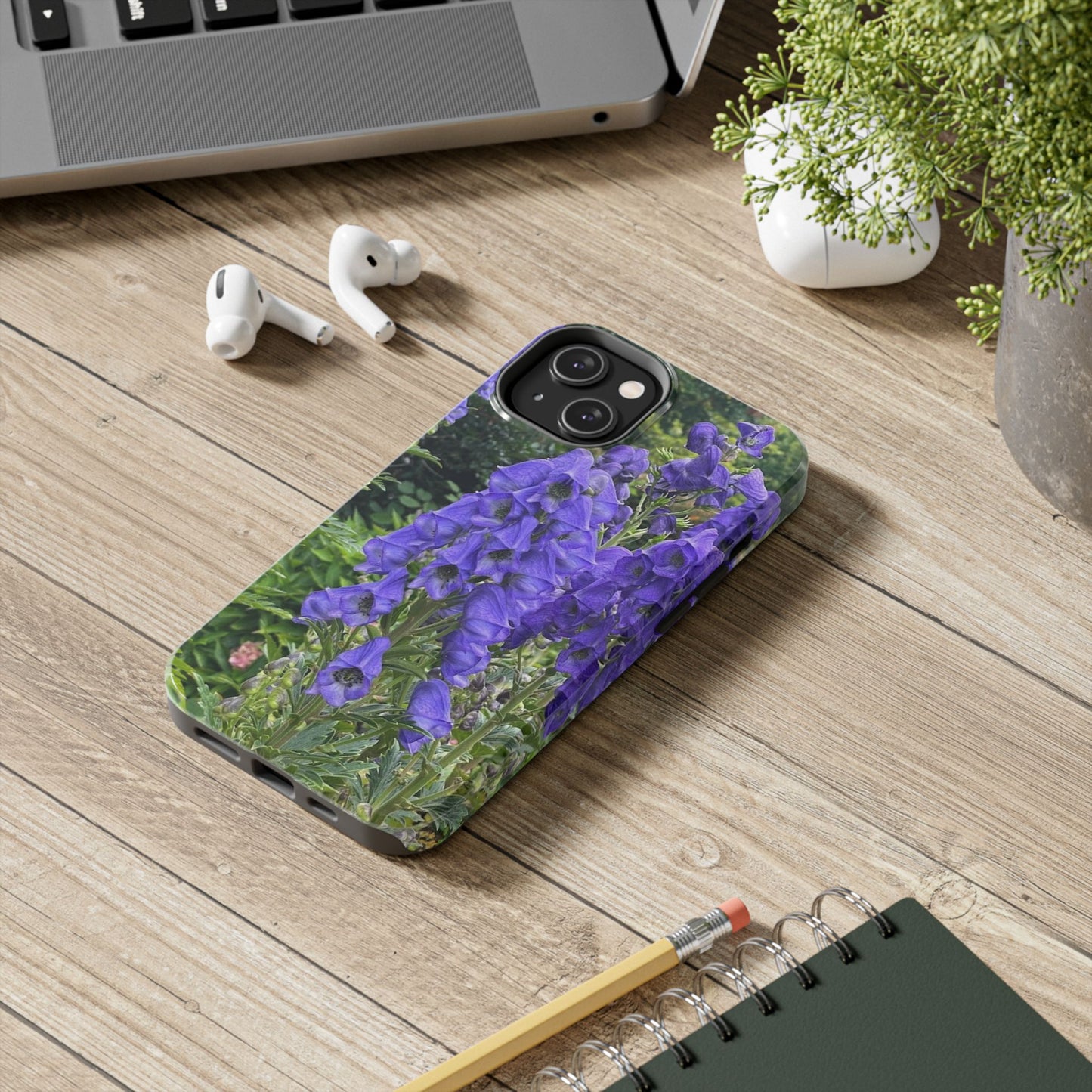 Elegant Floral Tough Phone Case - Purple Aconite Design